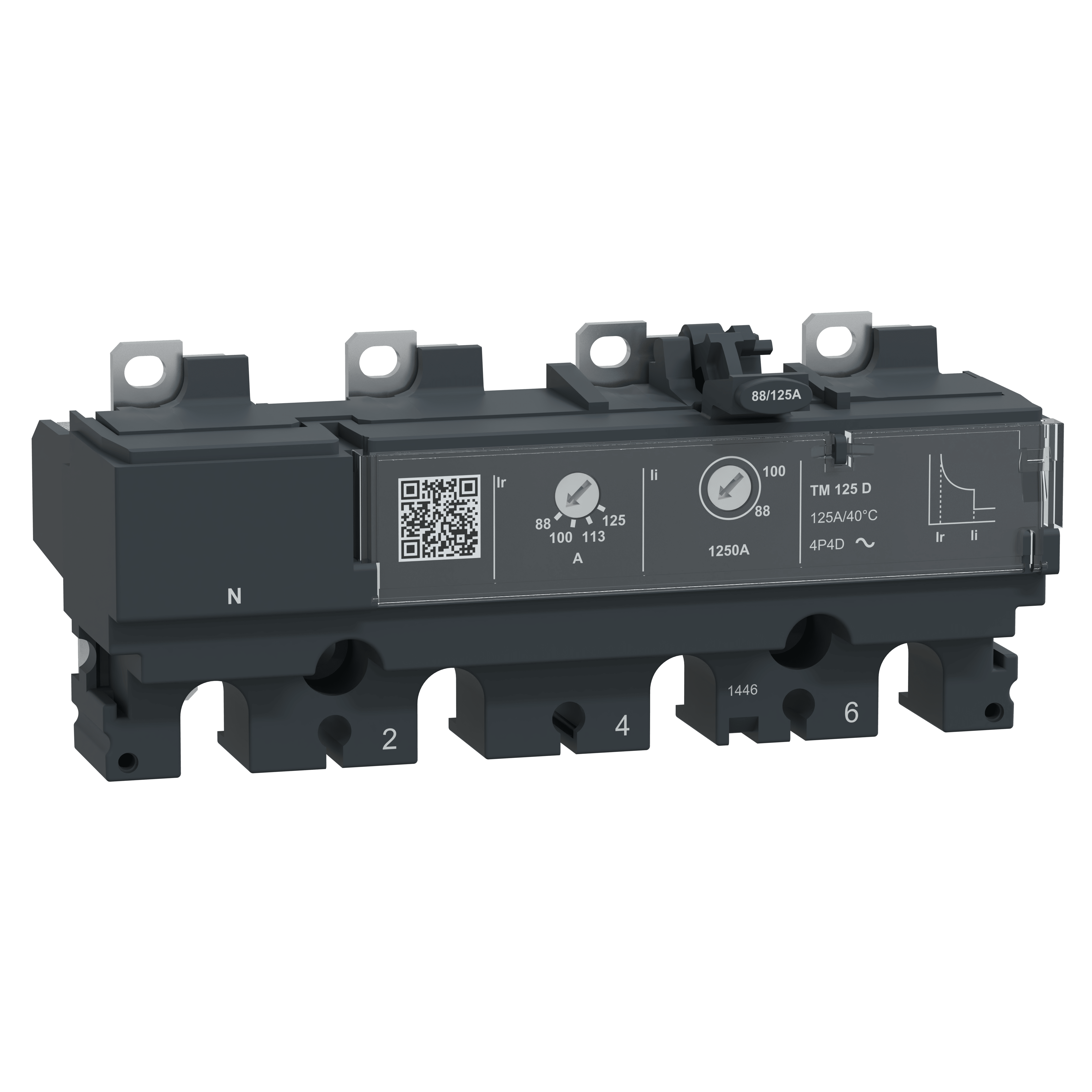 SCHNEIDER ELECTRIC - Sganciatore TM125DC, ComPacT NSX160 DC, 4 poli, protezioni magnetotermiche, valore nominale 125A