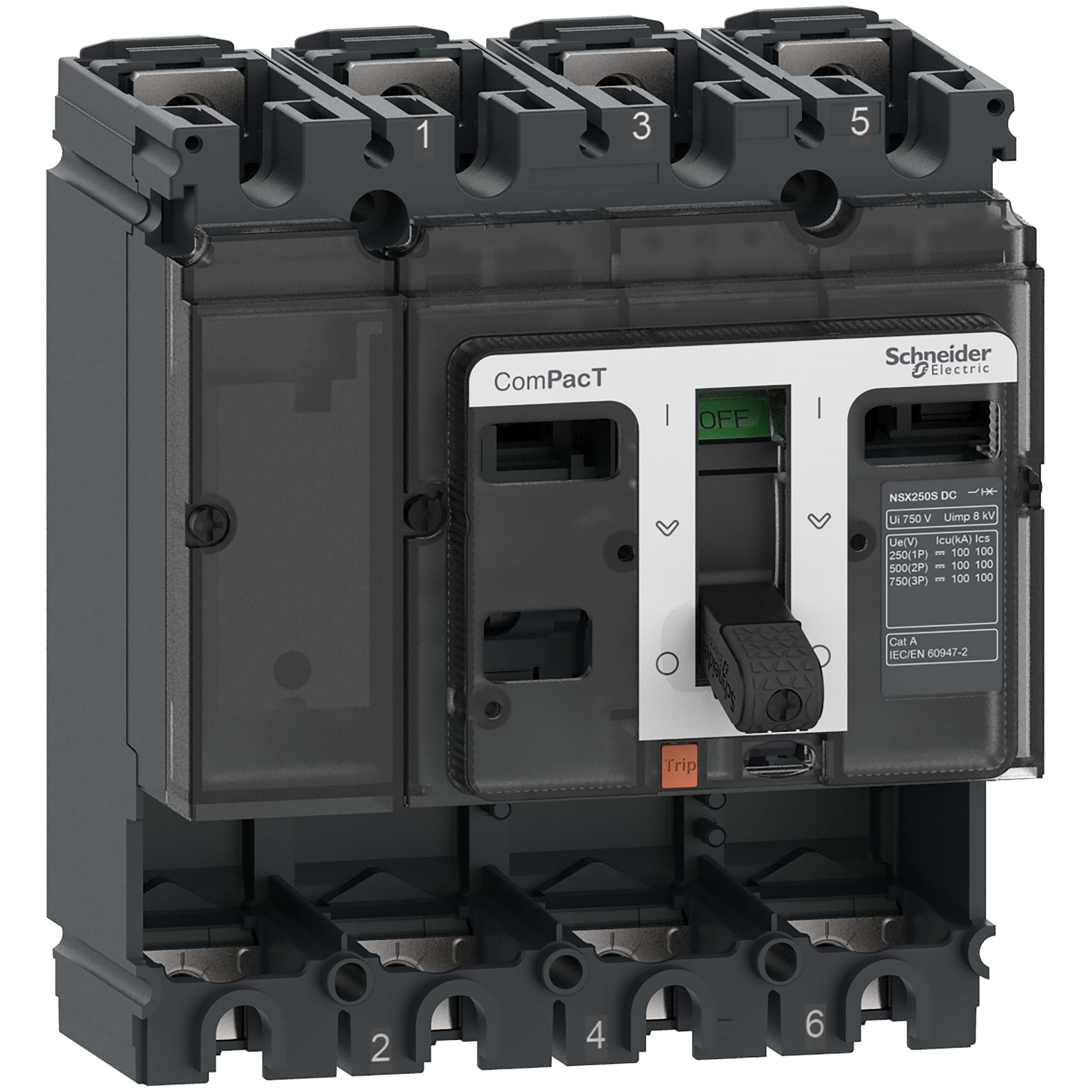 SCHNEIDER ELECTRIC - Base interruttore, ComPacT NSX160S DC, 100kA/750VDC, 4 poli, valore nominale telaio 160A, senza Sganciatore