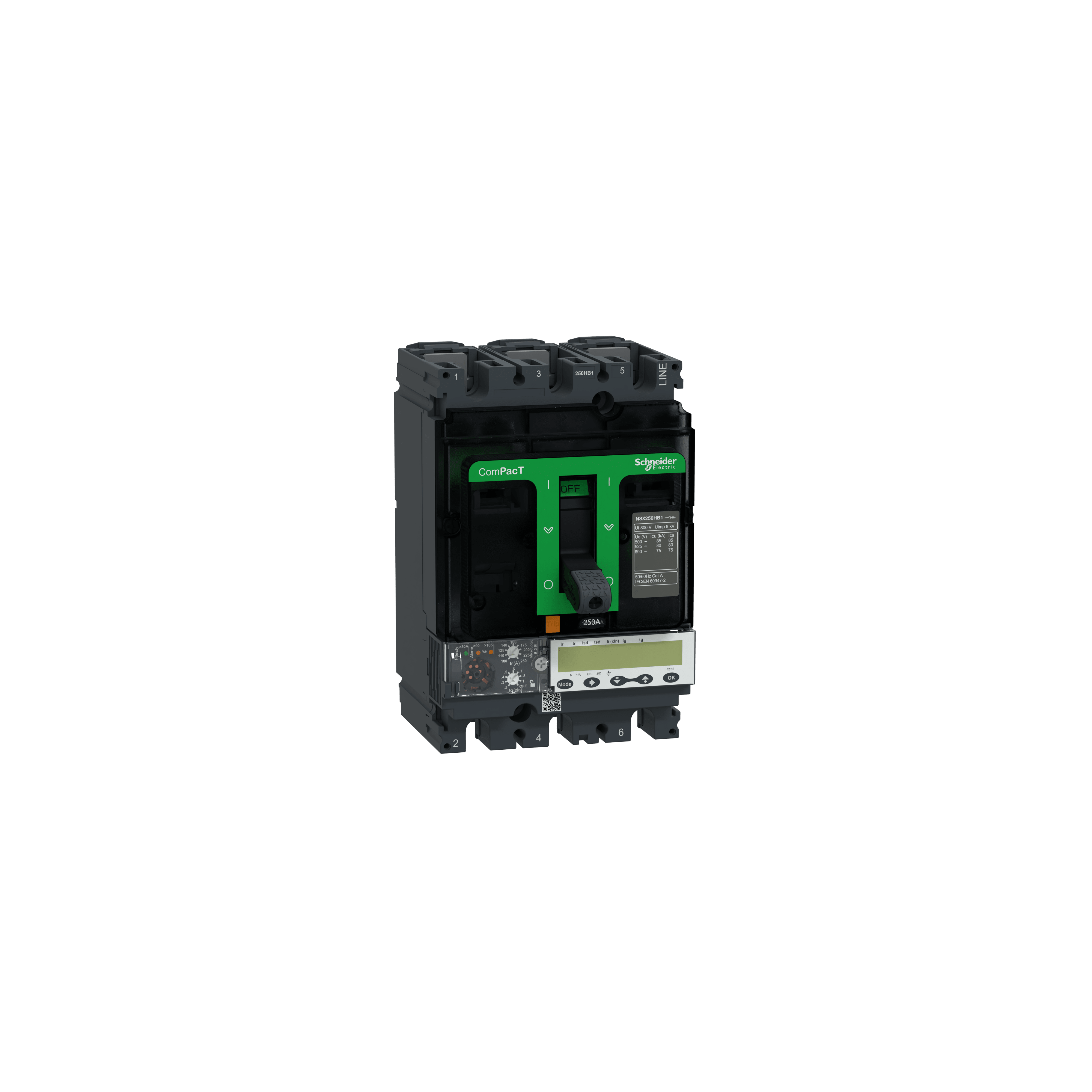 SCHNEIDER ELECTRIC - Interruttore, ComPacT NSX250HB1, 75kA/690VAC, 3 poli, Sganciatore MicroLogic 6.2E 250A