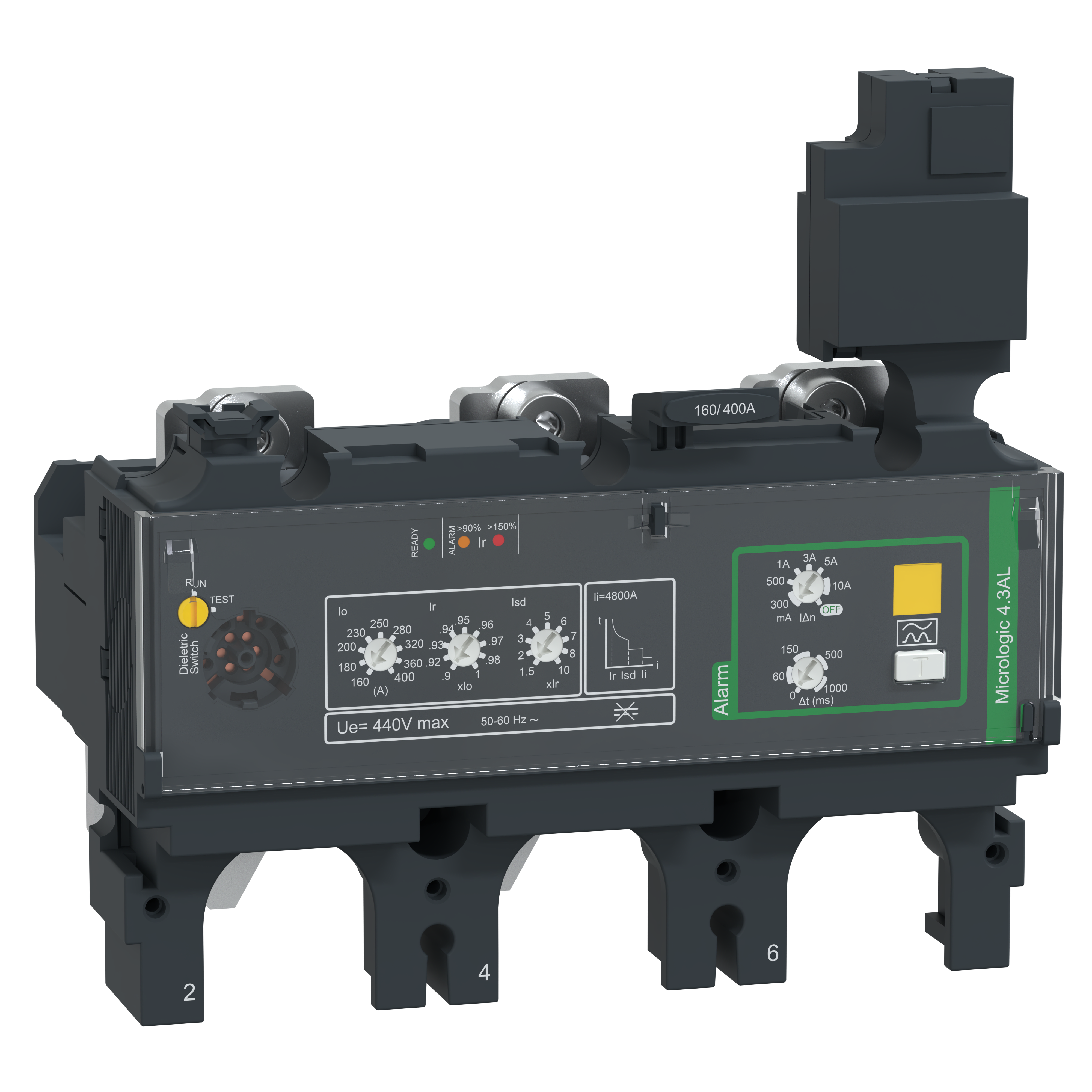 SCHNEIDER ELECTRIC - Sganciatore MicroLogic Vigi 4.3AL, ComPacT NSX 400/630, 3 poli, protezioni elettroniche di base, allarme differenziale, 400A