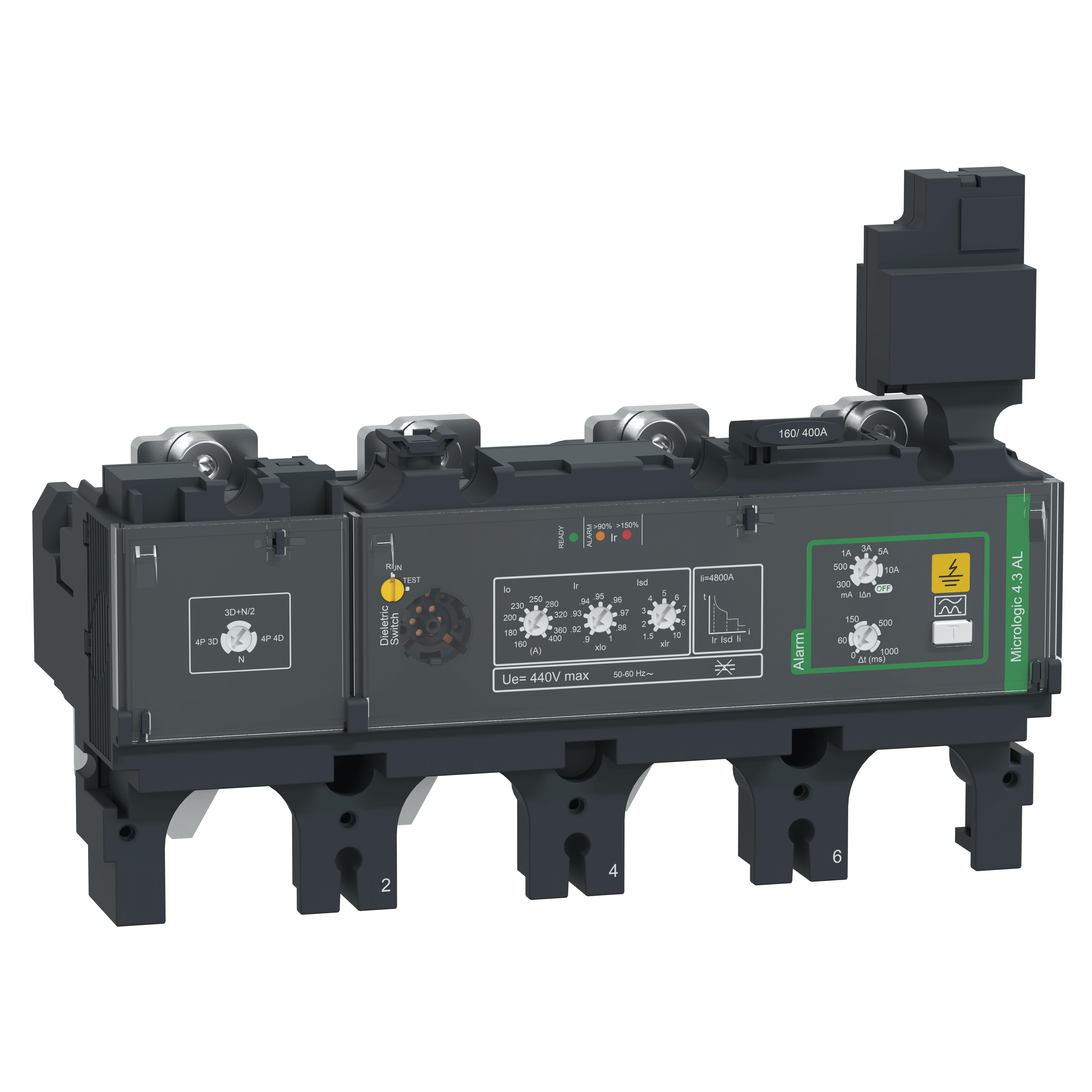 SCHNEIDER ELECTRIC - Sganciatore MicroLogic Vigi 4.3AL, ComPacT NSX 400/630, 4 poli, protezioni elettroniche di base, allarme differenziale, 400A