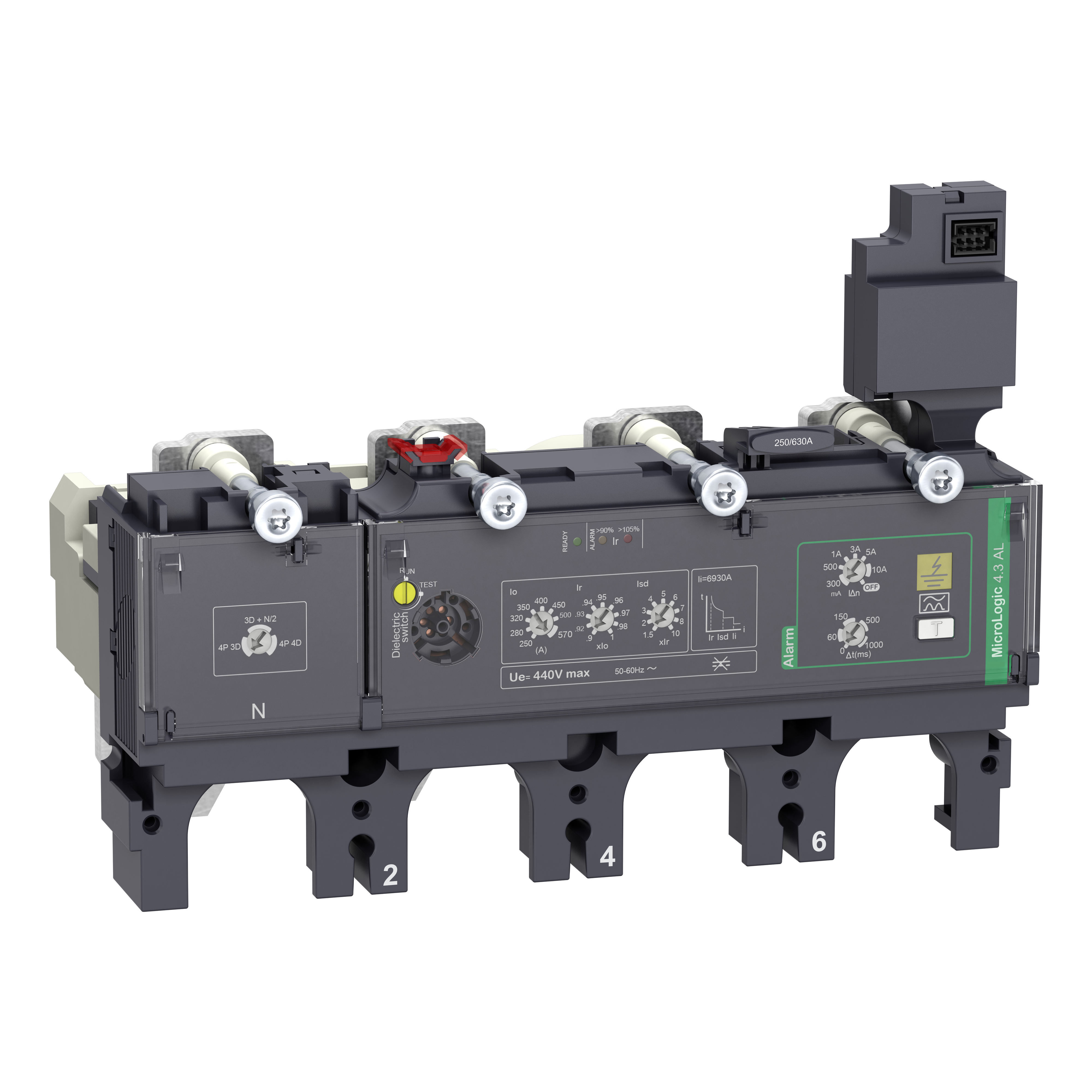 SCHNEIDER ELECTRIC - Sganciatore MicroLogic Vigi 4.3AL, ComPacT NSX 630, 4 poli, protezioni elettroniche di base, allarme differenziale, 570A