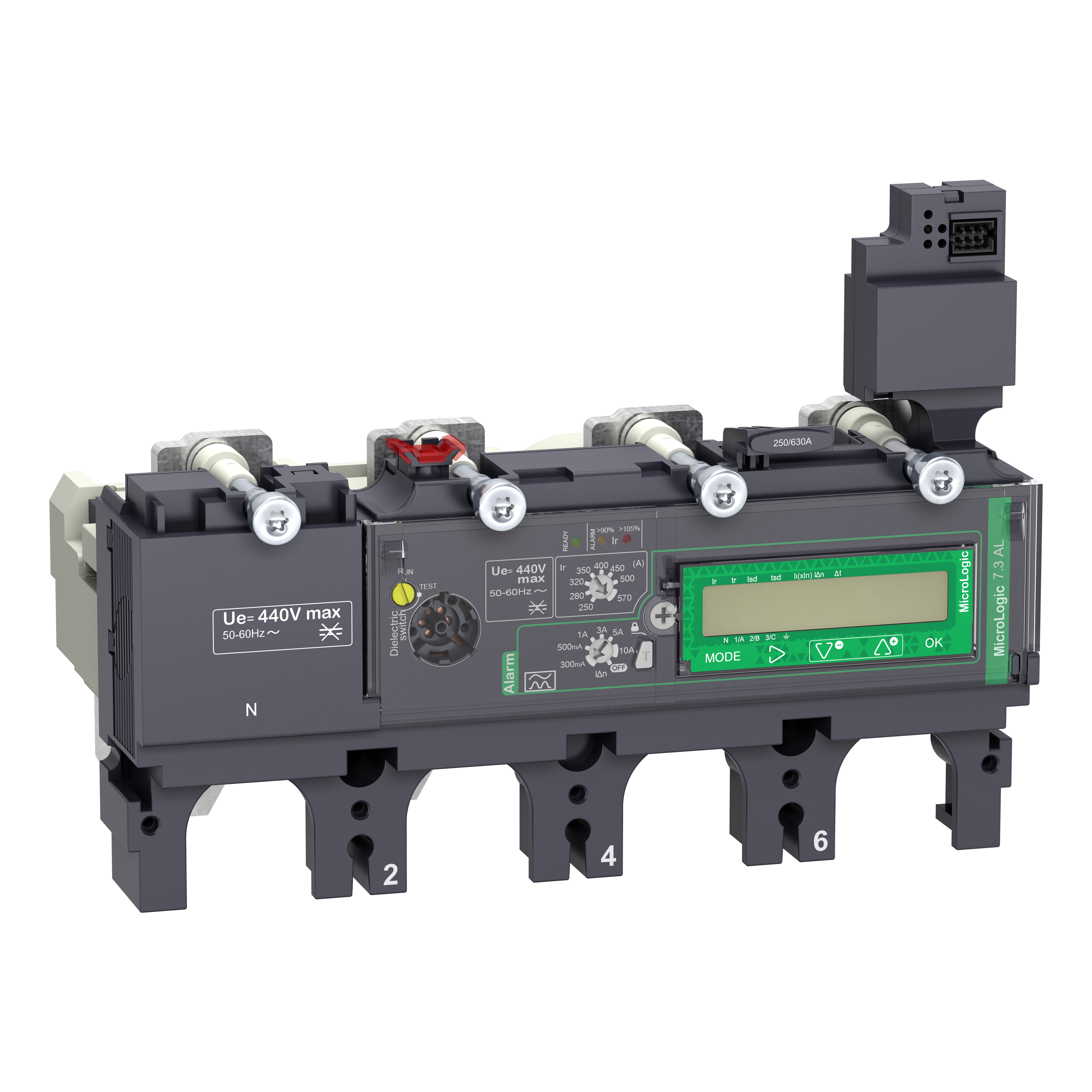 SCHNEIDER ELECTRIC - Sganciatore MicroLogic Vigi 7.3E AL, ComPacT NSX 630, 4 poli, protezioni di base, allarme differenziale, misuratore di energia 570A