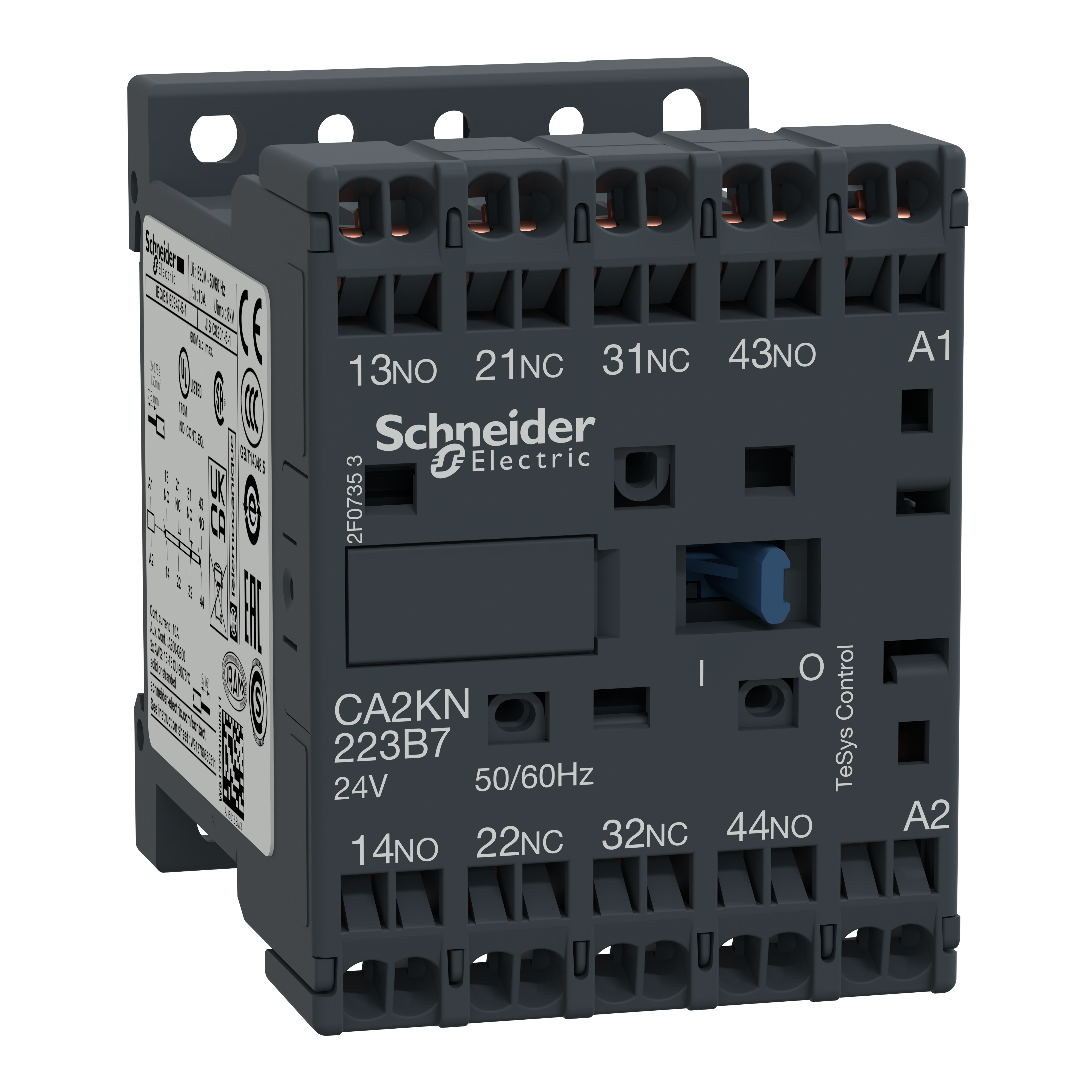 SCHNEIDER ELECTRIC - Contattore ausiliario TeSys CA2K - 2 NO + 2 NC - - 10 A - 24 V CA