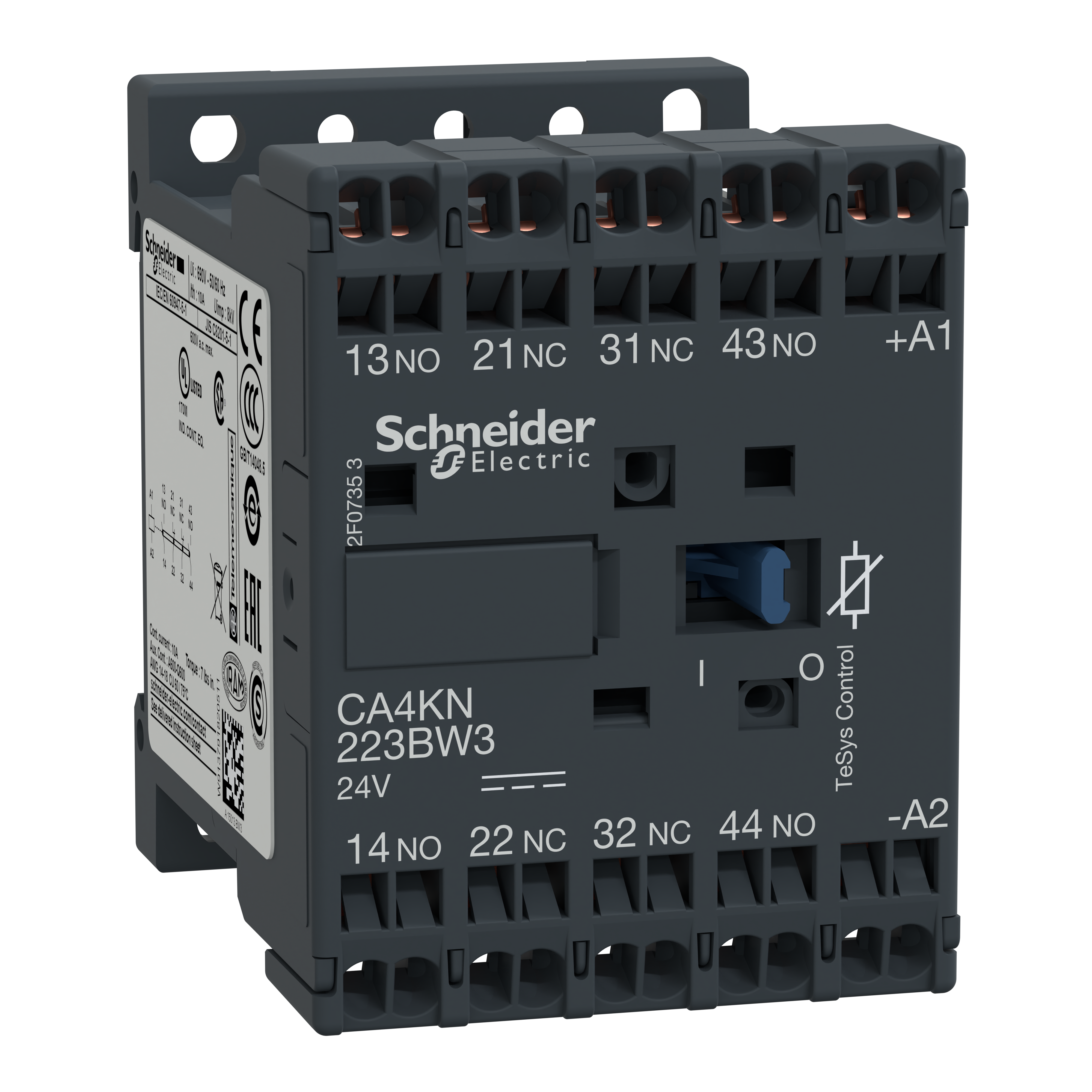 SCHNEIDER ELECTRIC - Contattore ausiliario TeSys CA4K - 2 NO + 2 NC - - 10 A - 24 V CC