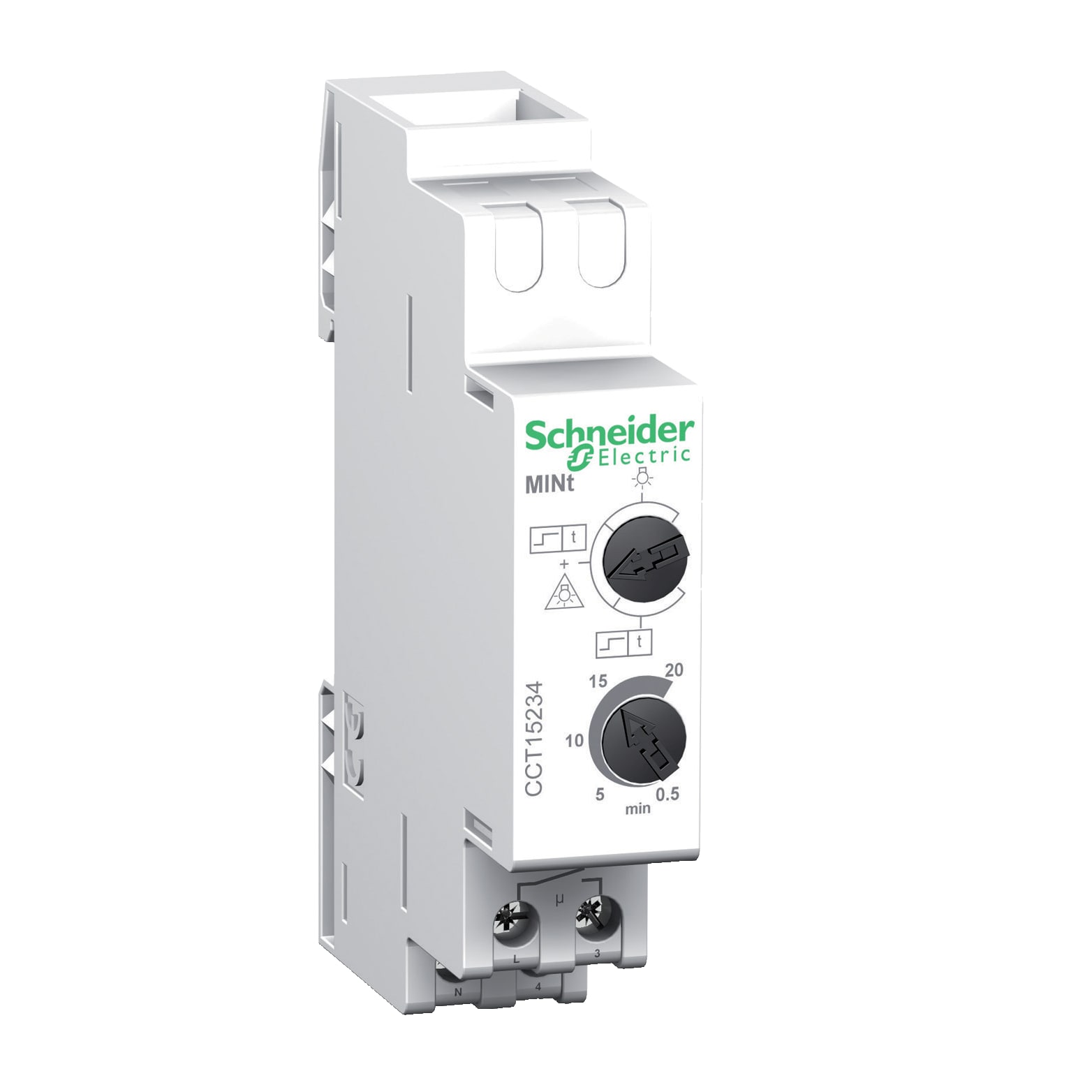 SCHNEIDER ELECTRIC - Temporizzatore luce-scale regolabile con preavviso e relè ad impulsi MINt