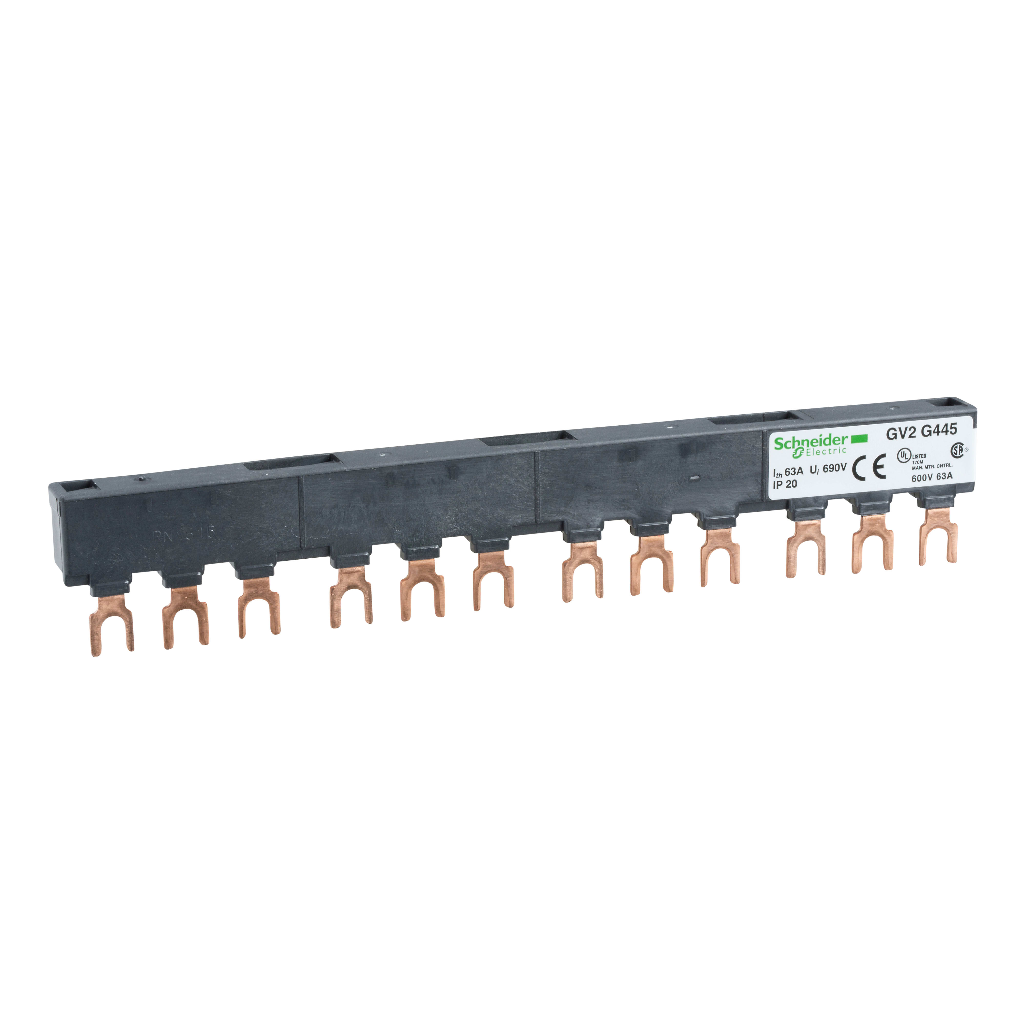 SCHNEIDER ELECTRIC - Sbarra a 3 poli - 63 A - 4 derivazioni - Passo 45 mm