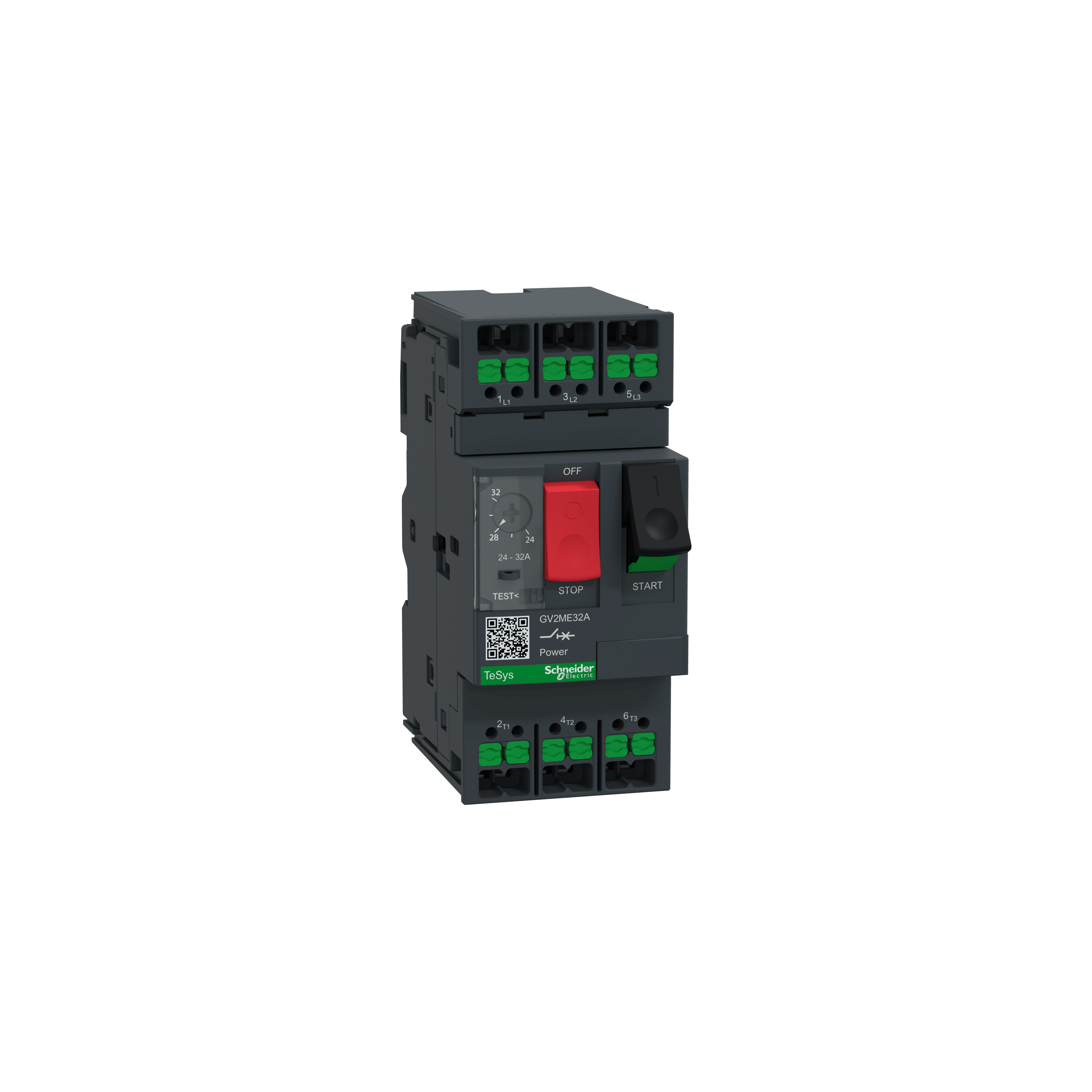SCHNEIDER ELECTRIC - Interruttore magnetotermico, TeSys Deca, 3P, AC-3/AC-3e, da 24 a 32 A, magnetotermico, terminali SNAP IN, pulsante