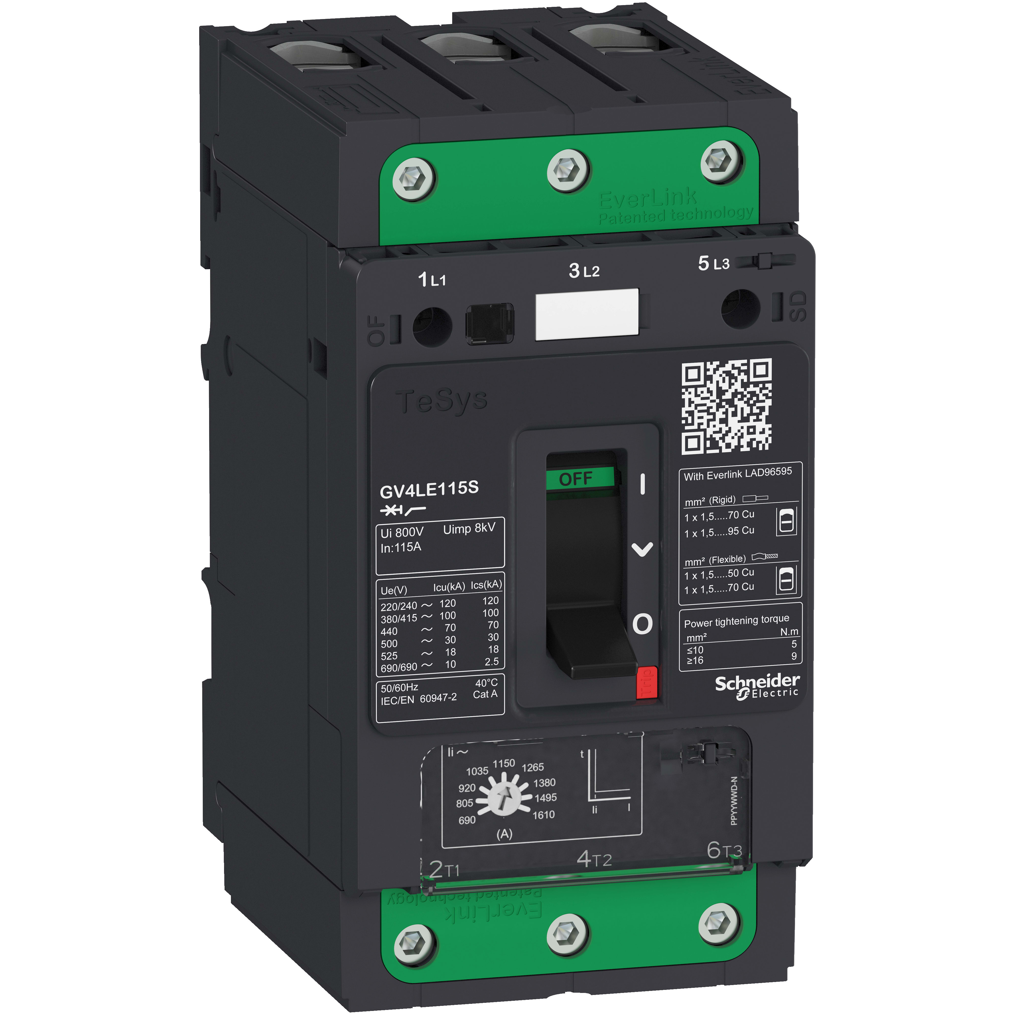 SCHNEIDER ELECTRIC - Interruttore salvamotore magnetico 12,5A 50kA Everlink