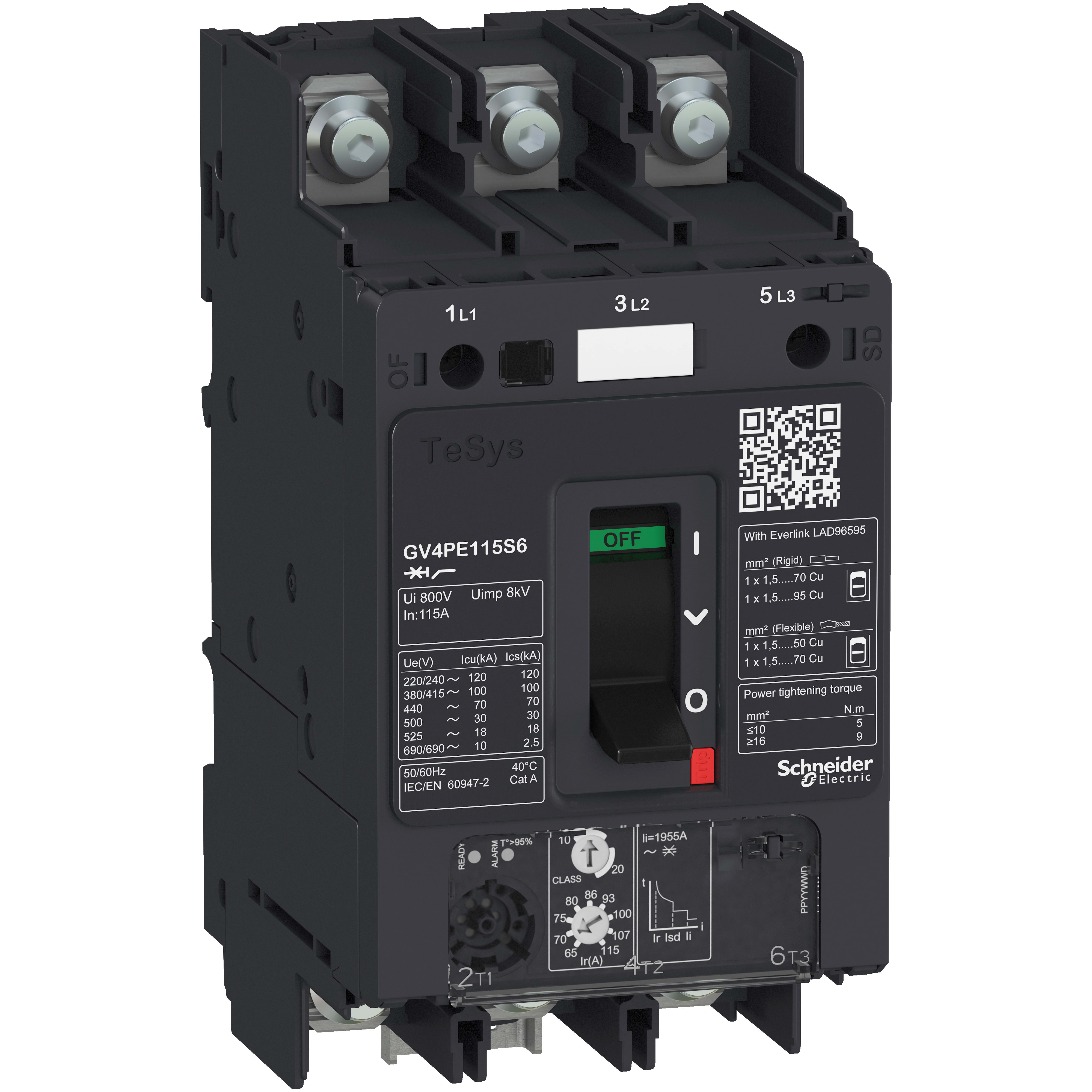 SCHNEIDER ELECTRIC - Interruttore automatico magnetotermico a leva, TeSys, GV4PE, 3,5A Icu 50kA dado