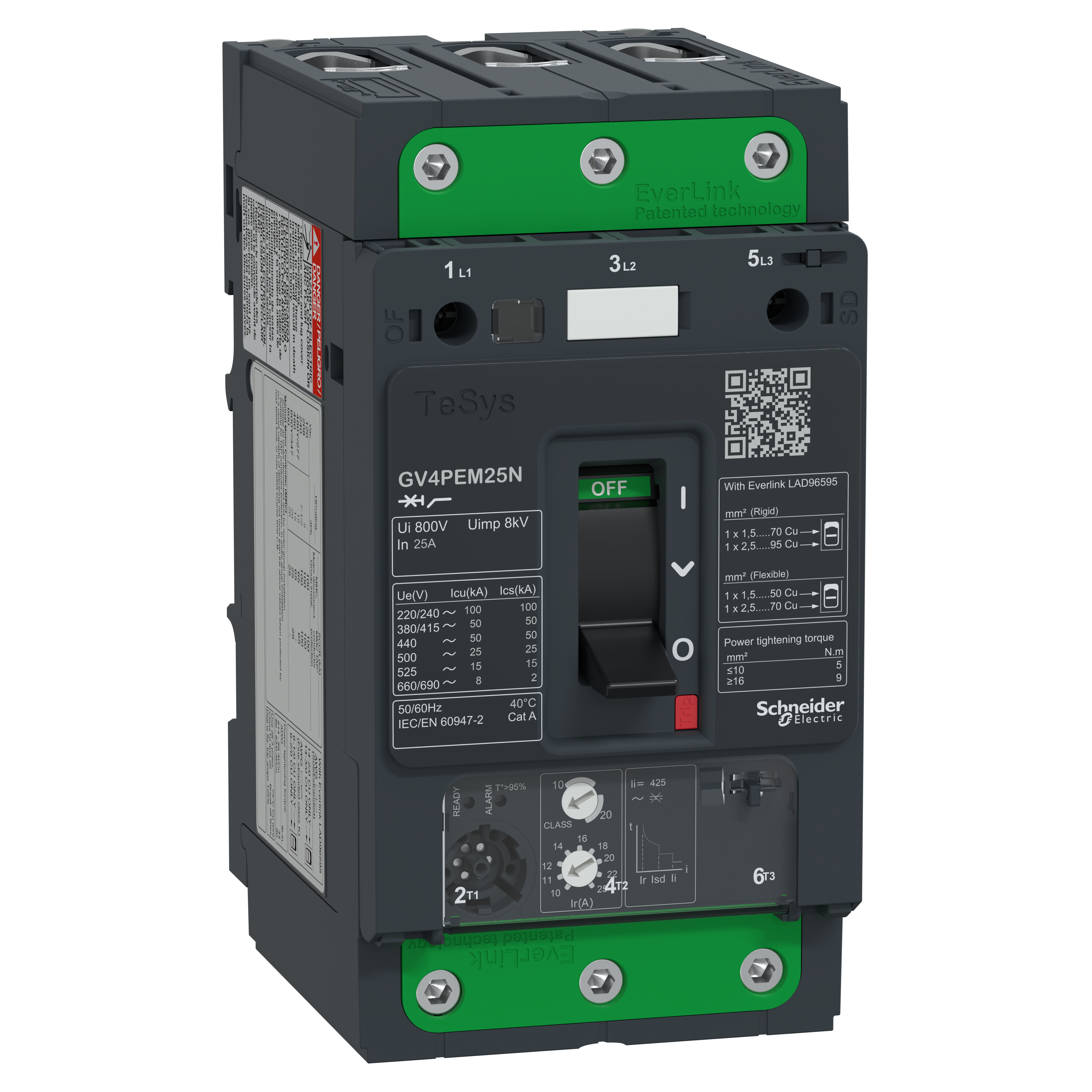 SCHNEIDER ELECTRIC - Interruttore salvamotore magnetotermico multifunzione 25A 50kA Everlink