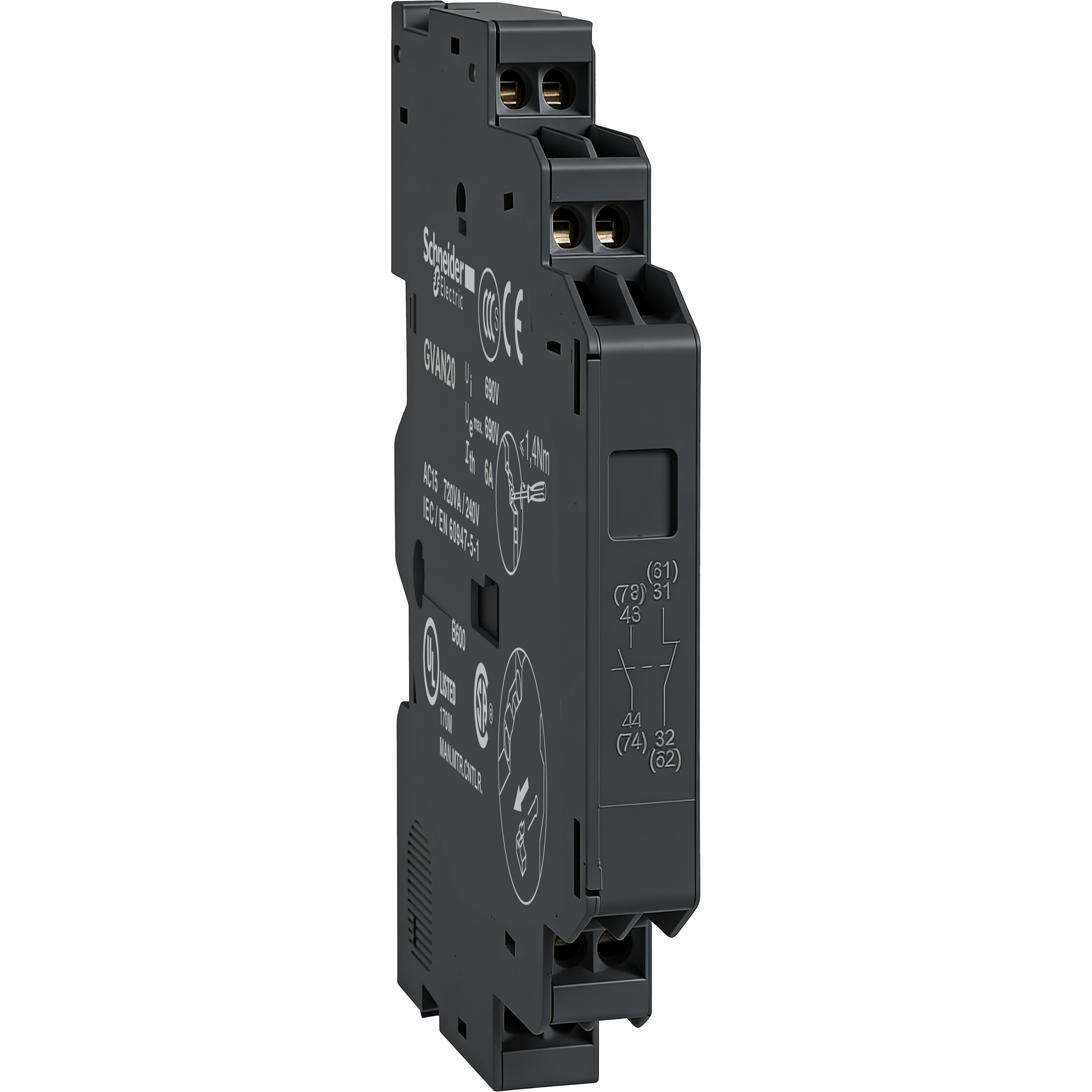 SCHNEIDER ELECTRIC - Contatti ausiliari istantanei TeSys GV - laterale 1NO 1NO - molla