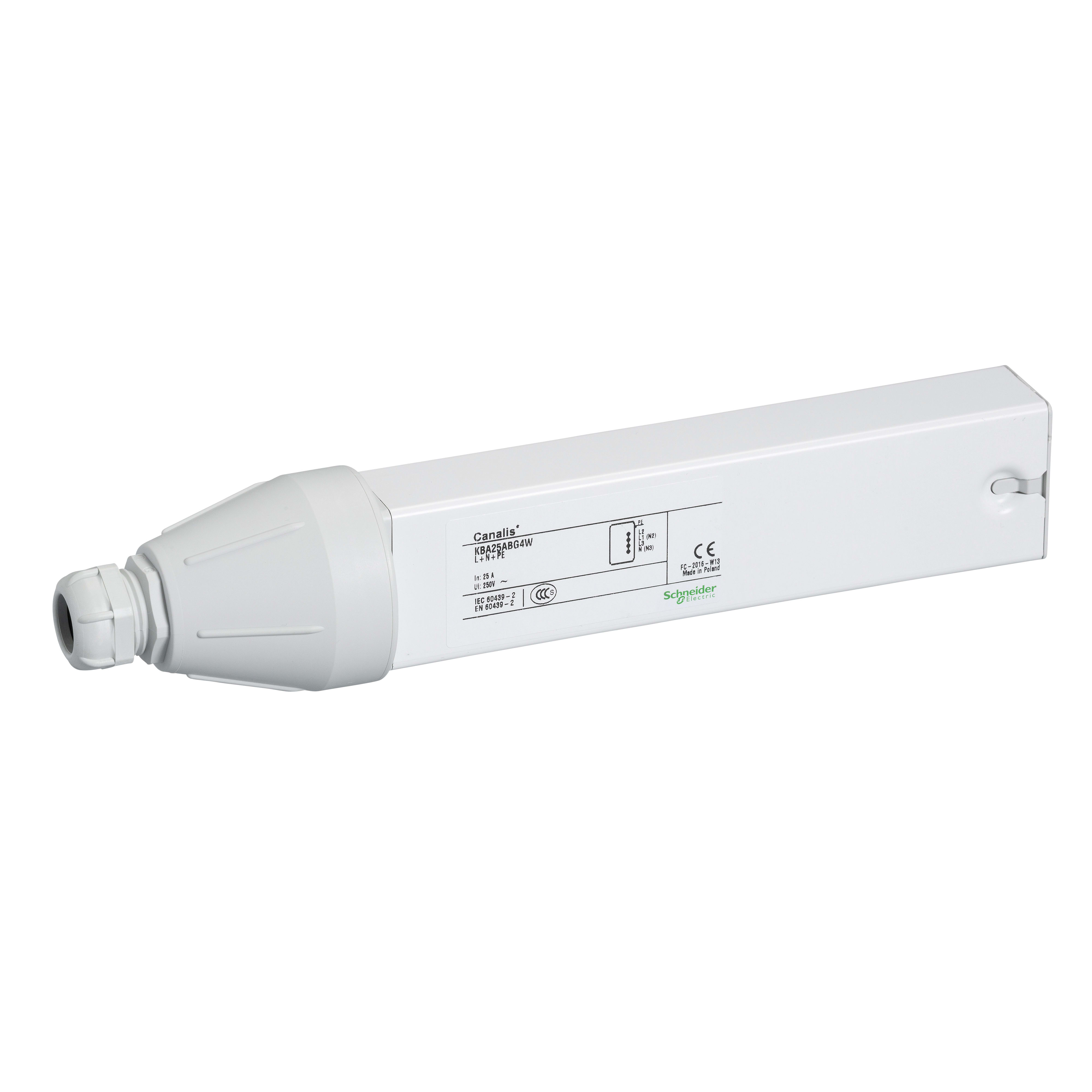 SCHNEIDER ELECTRIC - Canalis - Alimentazione per KBA - 25 A - montaggio sx - Bianco