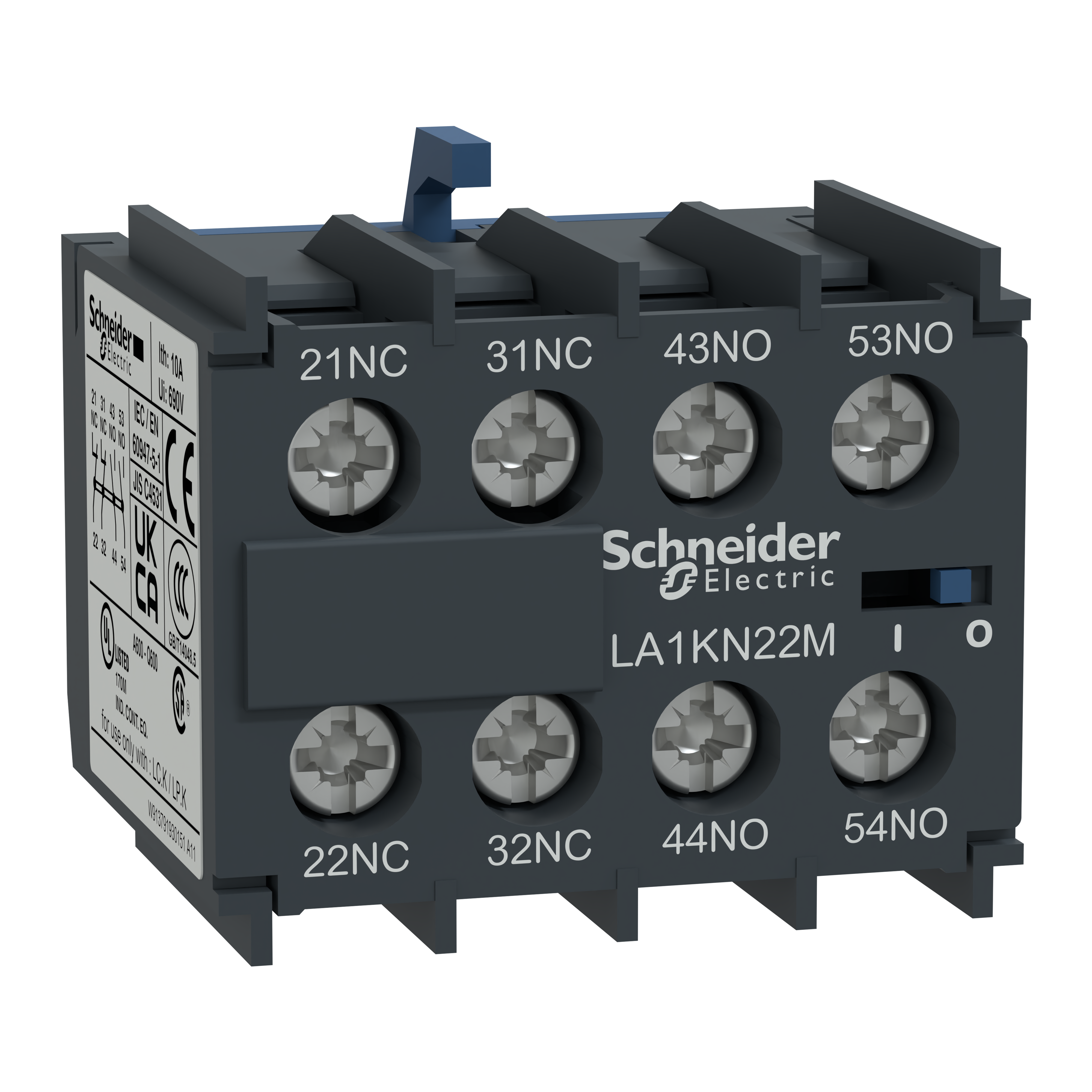 SCHNEIDER ELECTRIC - Blocco contatti ausiliari TeSys - 3NO + 1NC - Morsetti a vite