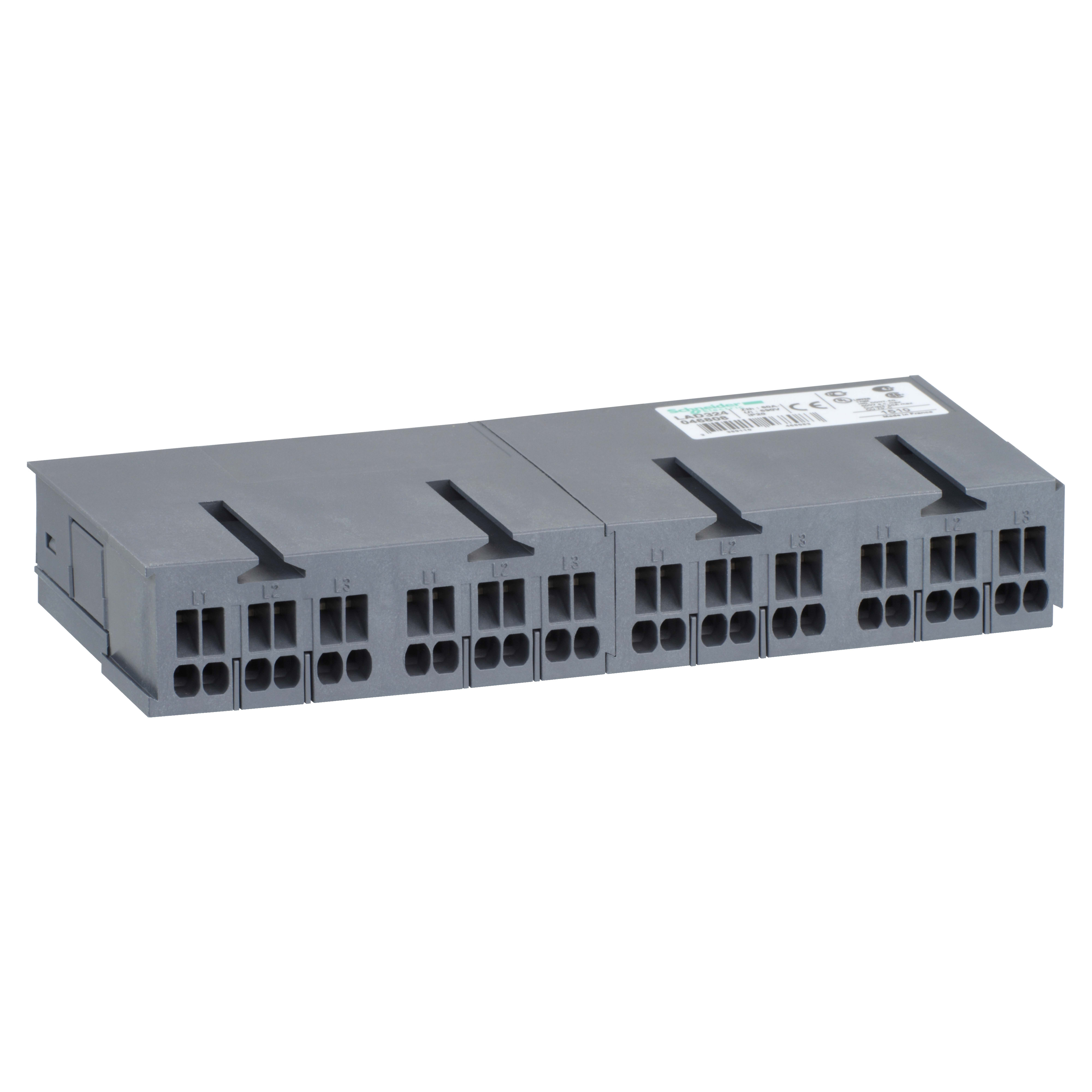 SCHNEIDER ELECTRIC - Scatola sdoppiatore alimentazione, TeSys Deca, Frame 2, 63A, per 4 partenze composte da GV2ME**3/LS1D323 e LC1D**3 (connessioni a molla)