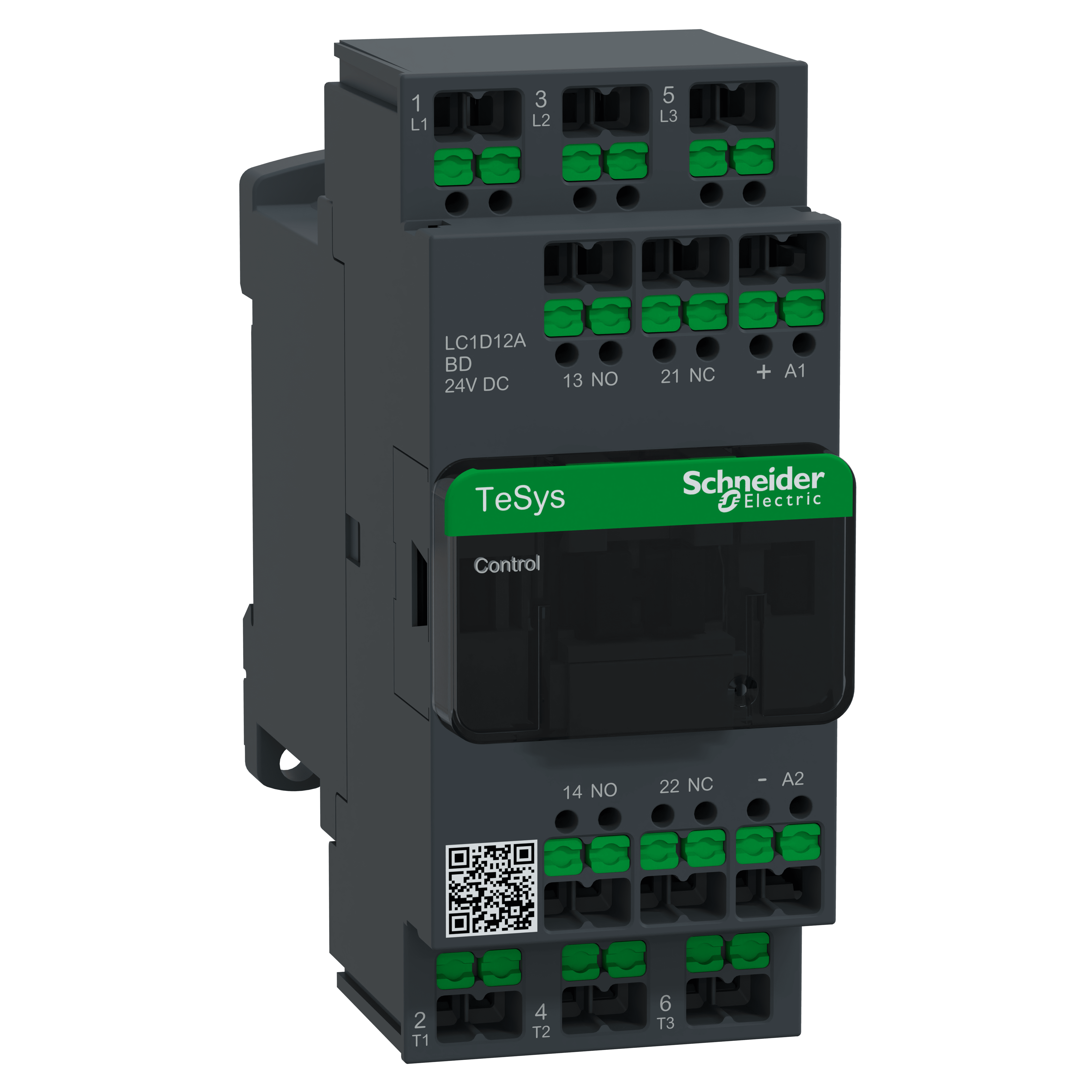 SCHNEIDER ELECTRIC - Contattore, TeSys Deca, 3P(3NO), CA-3/3e, <=440 V, 12 A, bobina 24 V CC, terminali SNAP IN