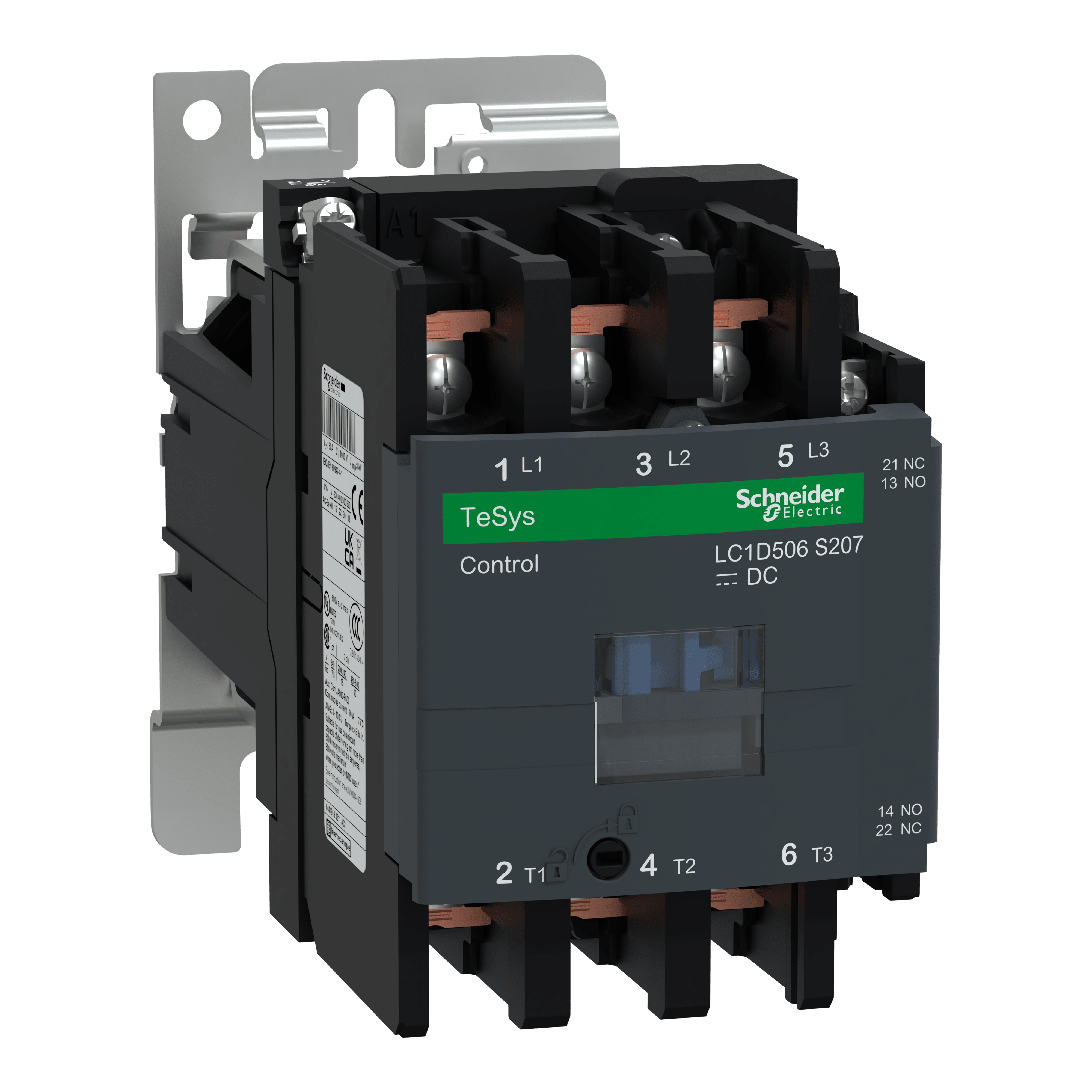 SCHNEIDER ELECTRIC - Contattore, TeSys Deca, serie ferroviaria S207, 3 poli (3 contatti normalmente aperti), AC-3/AC-3e 50 A, <=440 V, bobina a 24 V CC