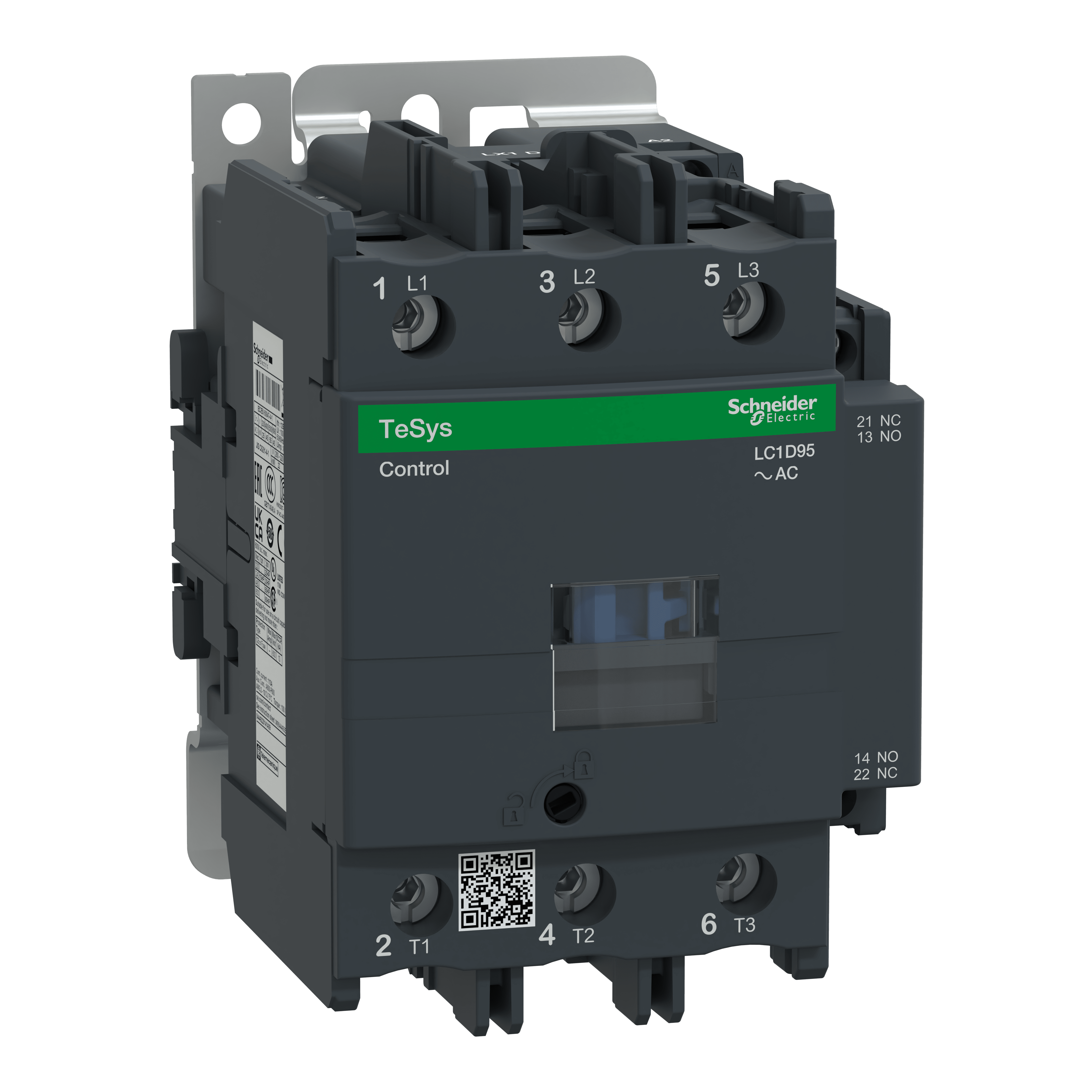 SCHNEIDER ELECTRIC - Contactor, TeSys Deca, 3P(3NO), AC-3/AC-3e, <=440V, 95A, 120V AC 50/60Hz coil, screw clamp terminals