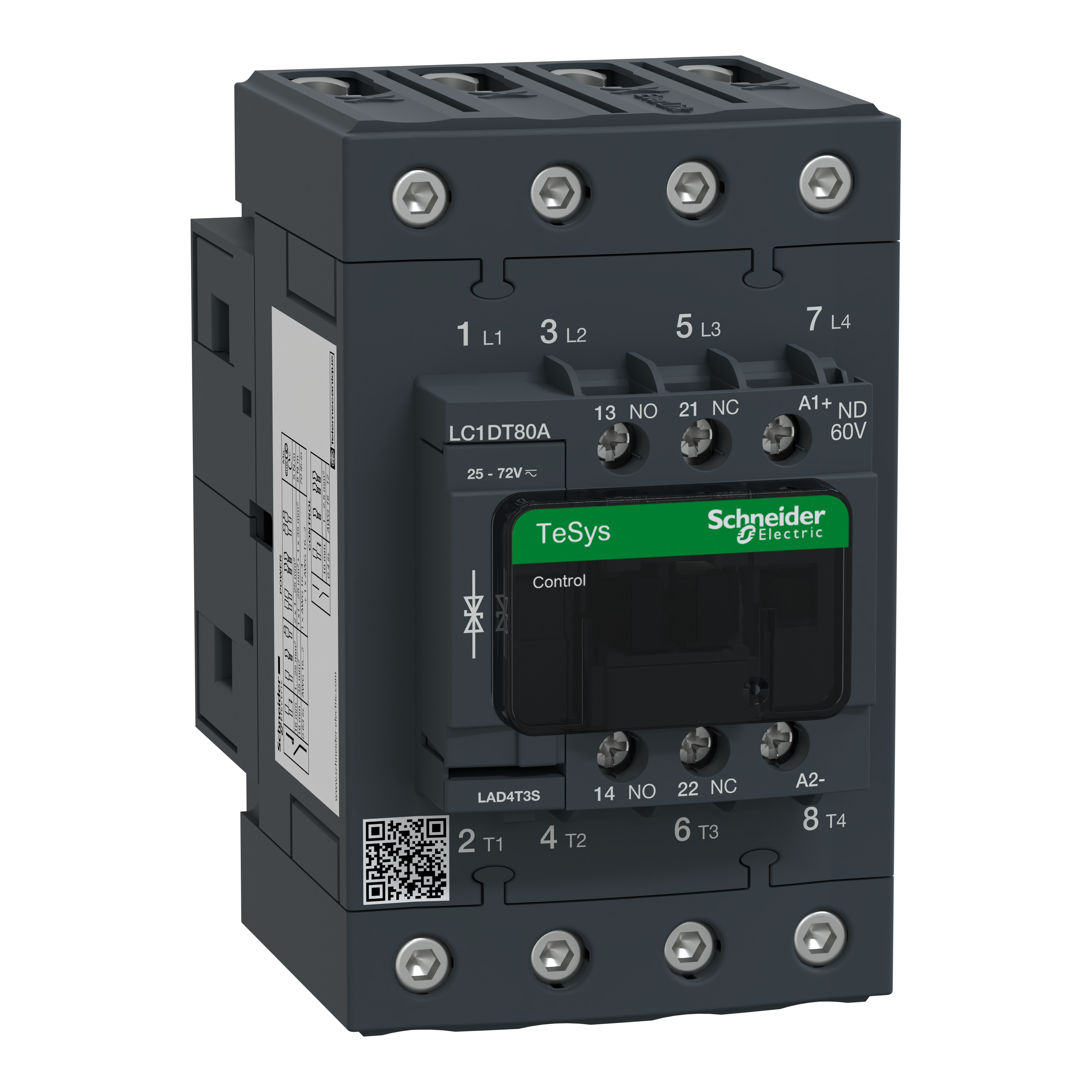 SCHNEIDER ELECTRIC - Contattore TeSys LC1D - 4 poli - AC3- 440V AC - 80A - 60V CC