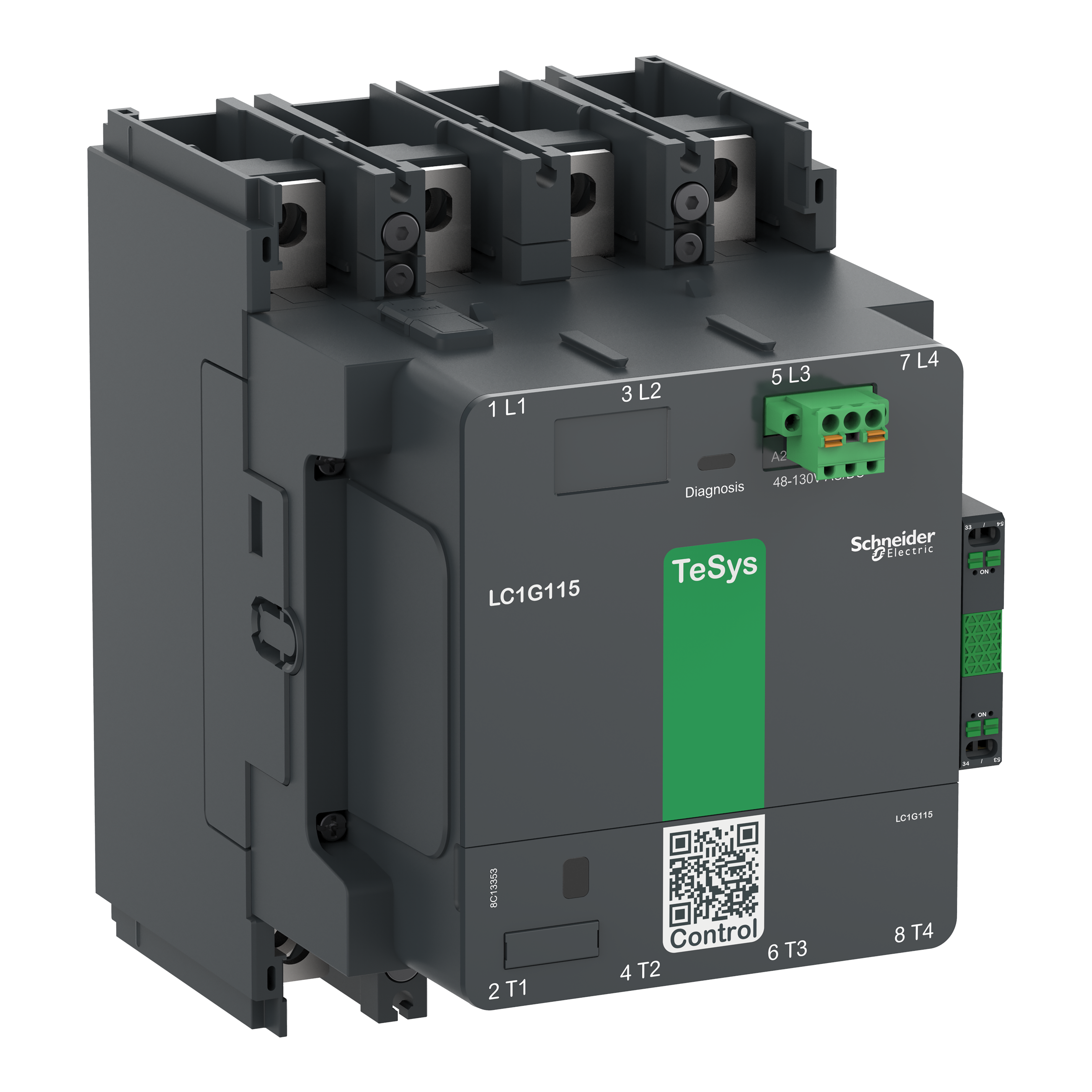 SCHNEIDER ELECTRIC - Contattore elevata potenza TeSys Giga, 4P (4NO), AC1 250A, versione Standard, bobina elettronica 48…130V AC/DC