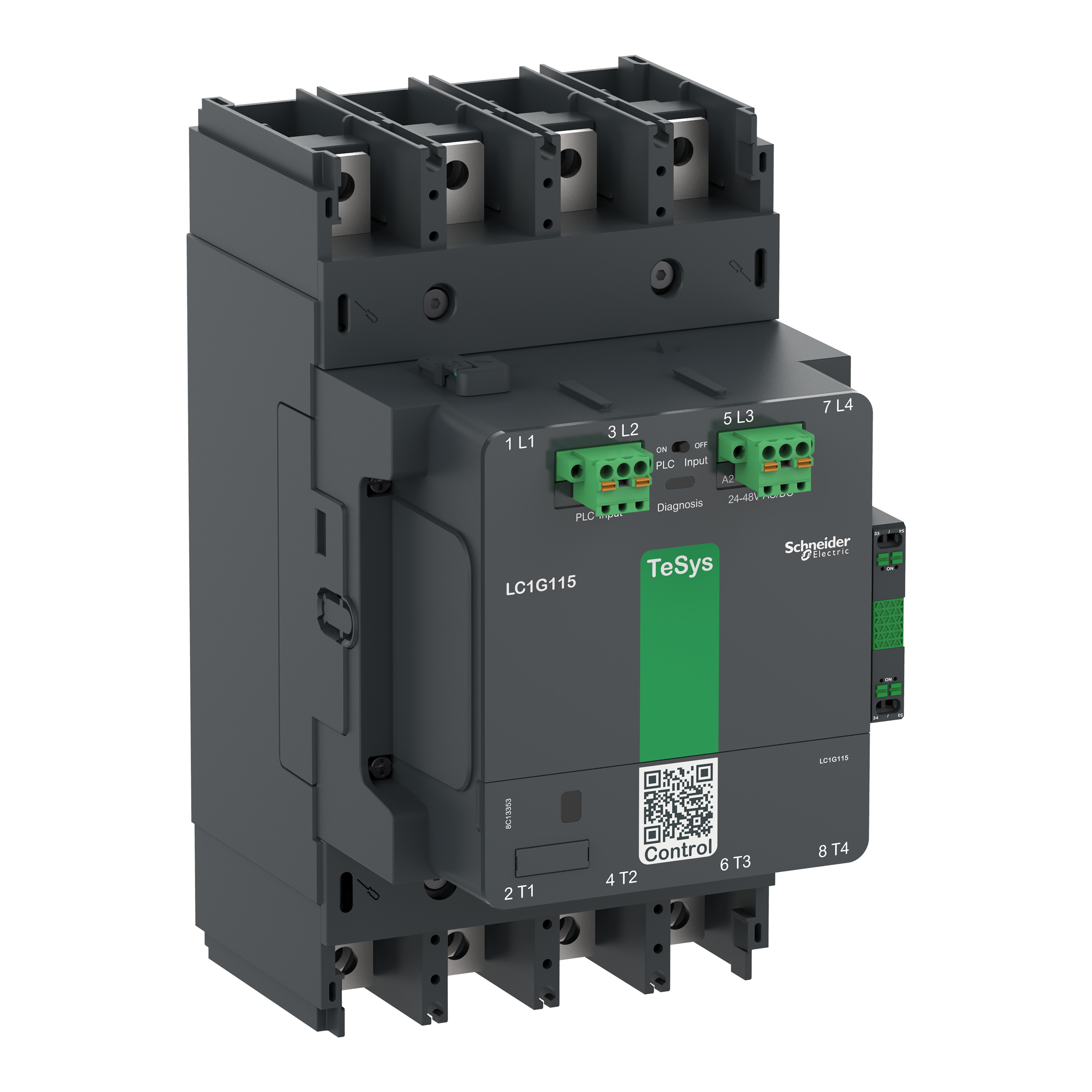SCHNEIDER ELECTRIC - Contattore elevata potenza TeSys Giga, 4P (4NO), AC1 275A, versione Advanced, bobina elettronica 48…130V AC/DC