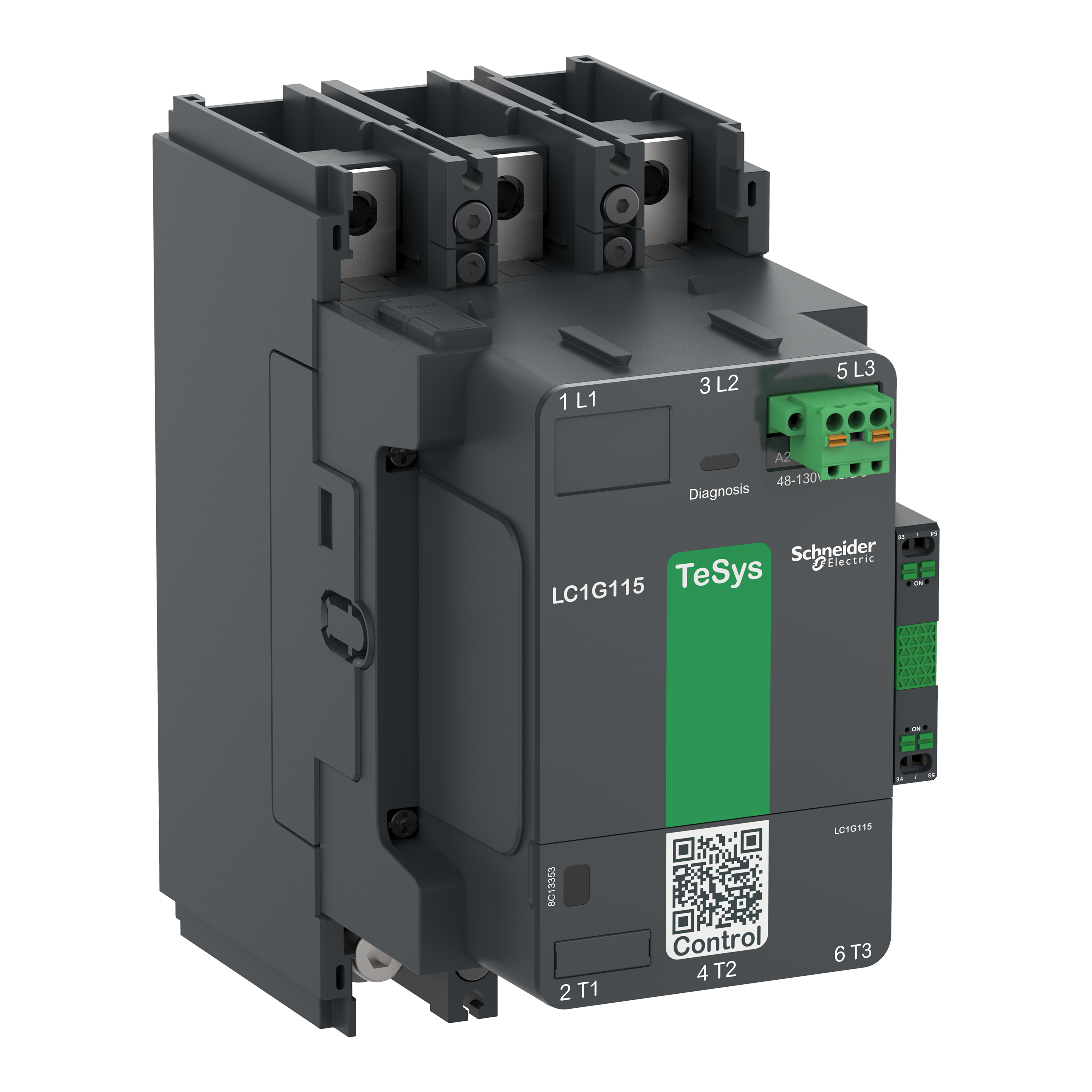 SCHNEIDER ELECTRIC - Contattore elevata potenza TeSys Giga, 3P (3NO), AC3 225A, versione Standard, bobina elettronica 48…130V AC/DC