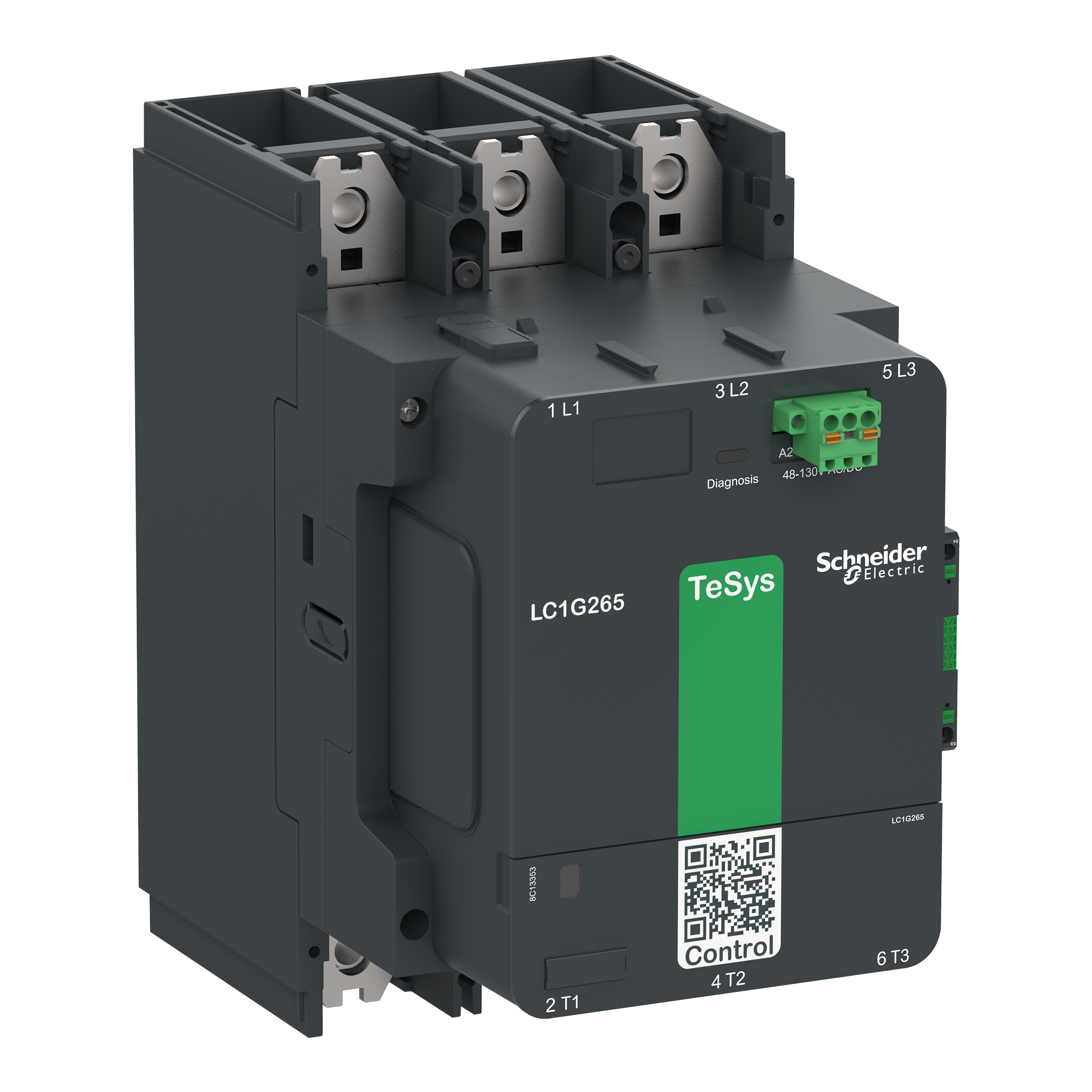 SCHNEIDER ELECTRIC - Contattore elevata potenza TeSys Giga, 3P (3NO), AC3 265A, versione Standard, bobina elettronica 48…130V AC/DC
