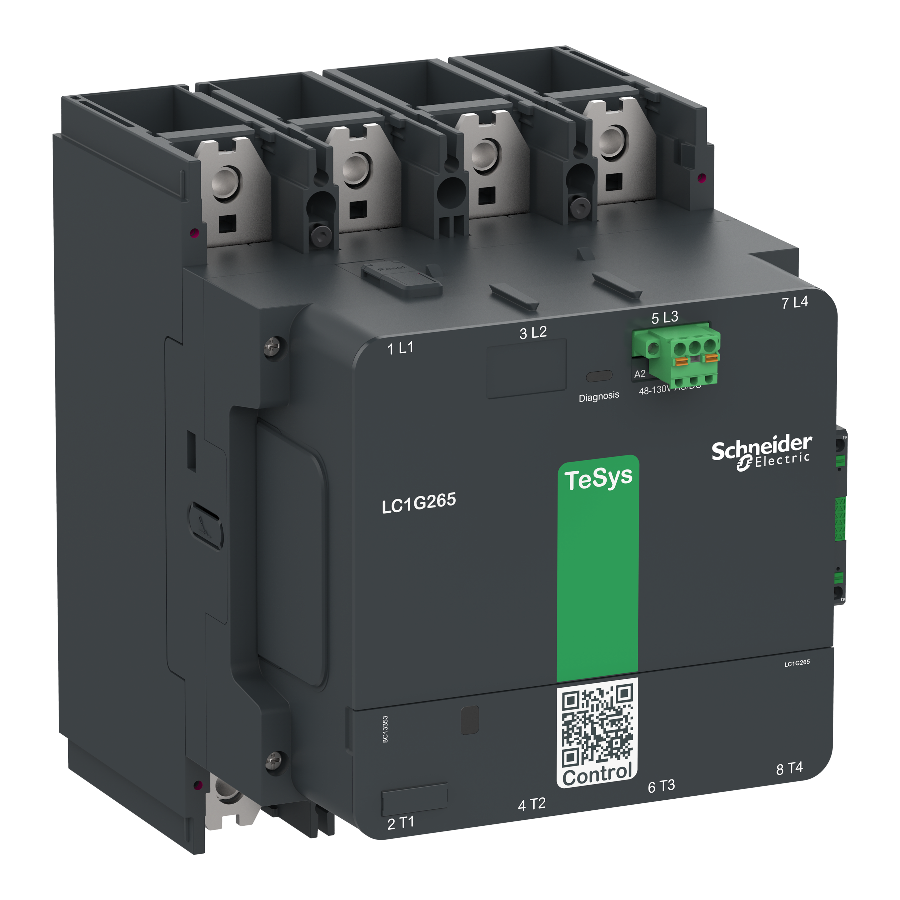 SCHNEIDER ELECTRIC - Contattore elevata potenza TeSys Giga, 4P (4NO), AC1 550A, versione Standard, bobina elettronica 48…130V AC/DC