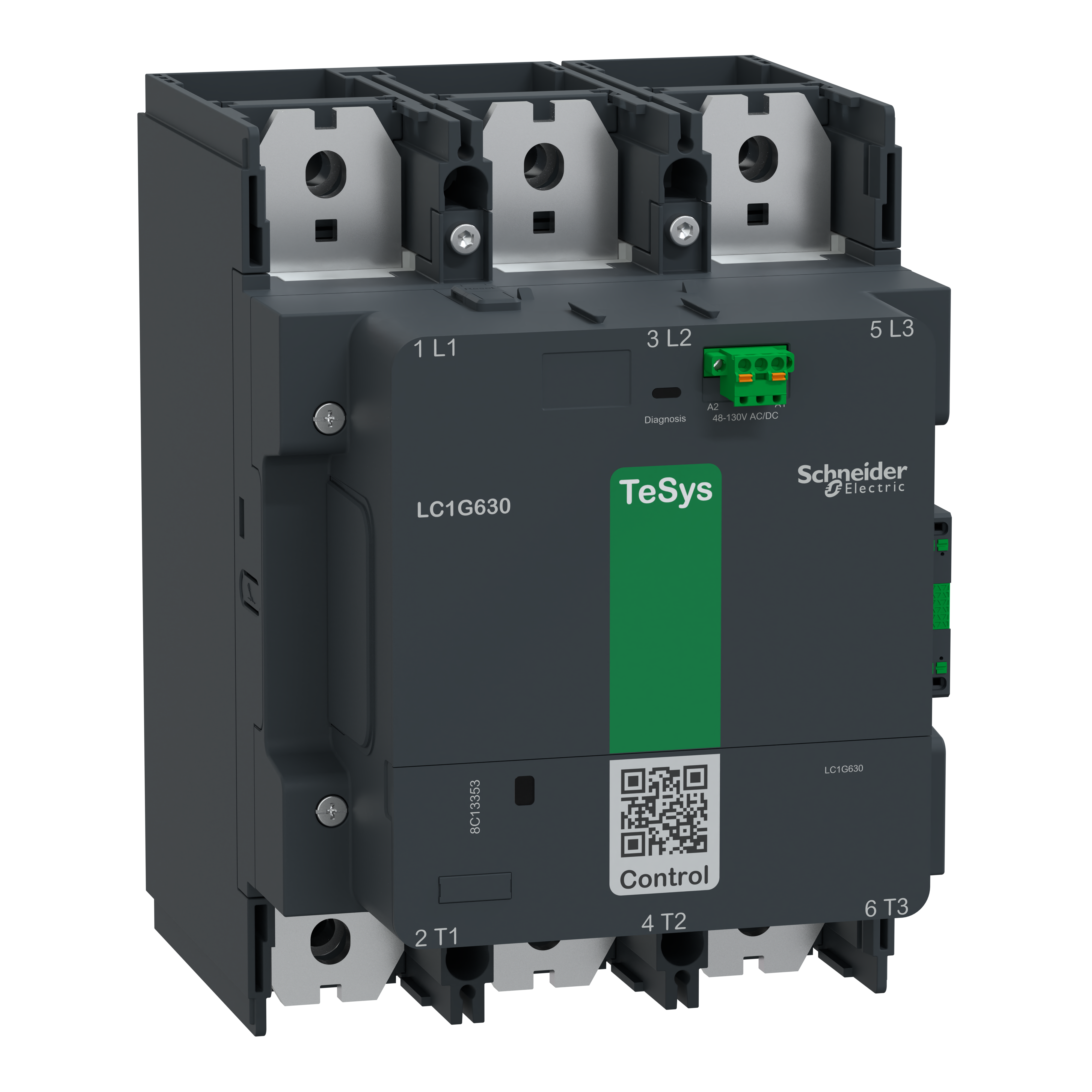 SCHNEIDER ELECTRIC - Contattore elevata potenza TeSys Giga, 3P (3NO), AC3 630A, versione Standard, bobina elettronica 48…130V AC/DC
