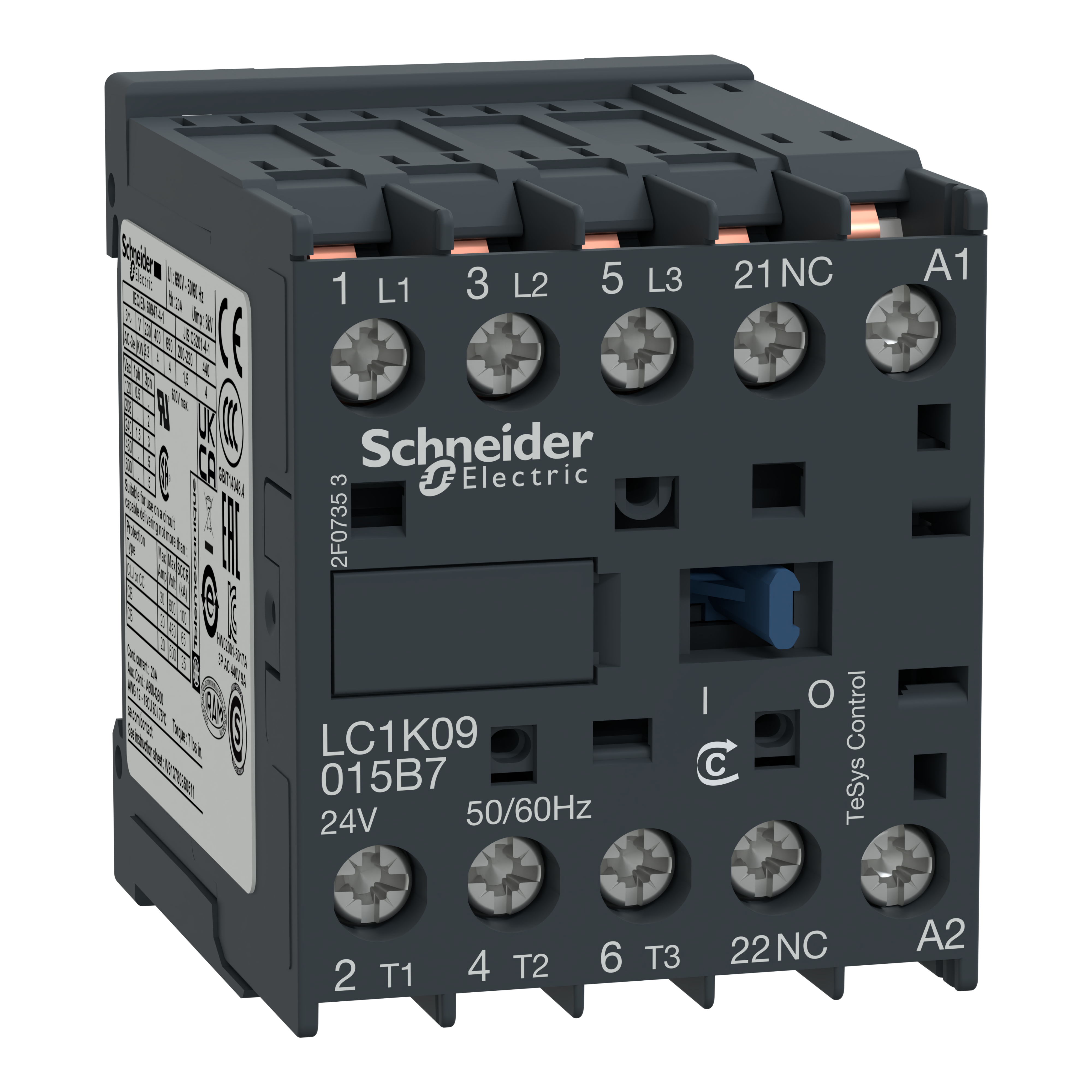 SCHNEIDER ELECTRIC - Contattore TeSys LC1K - 3P(3 NO) - AC3 - <= 440 V 6 A - 24 V AC