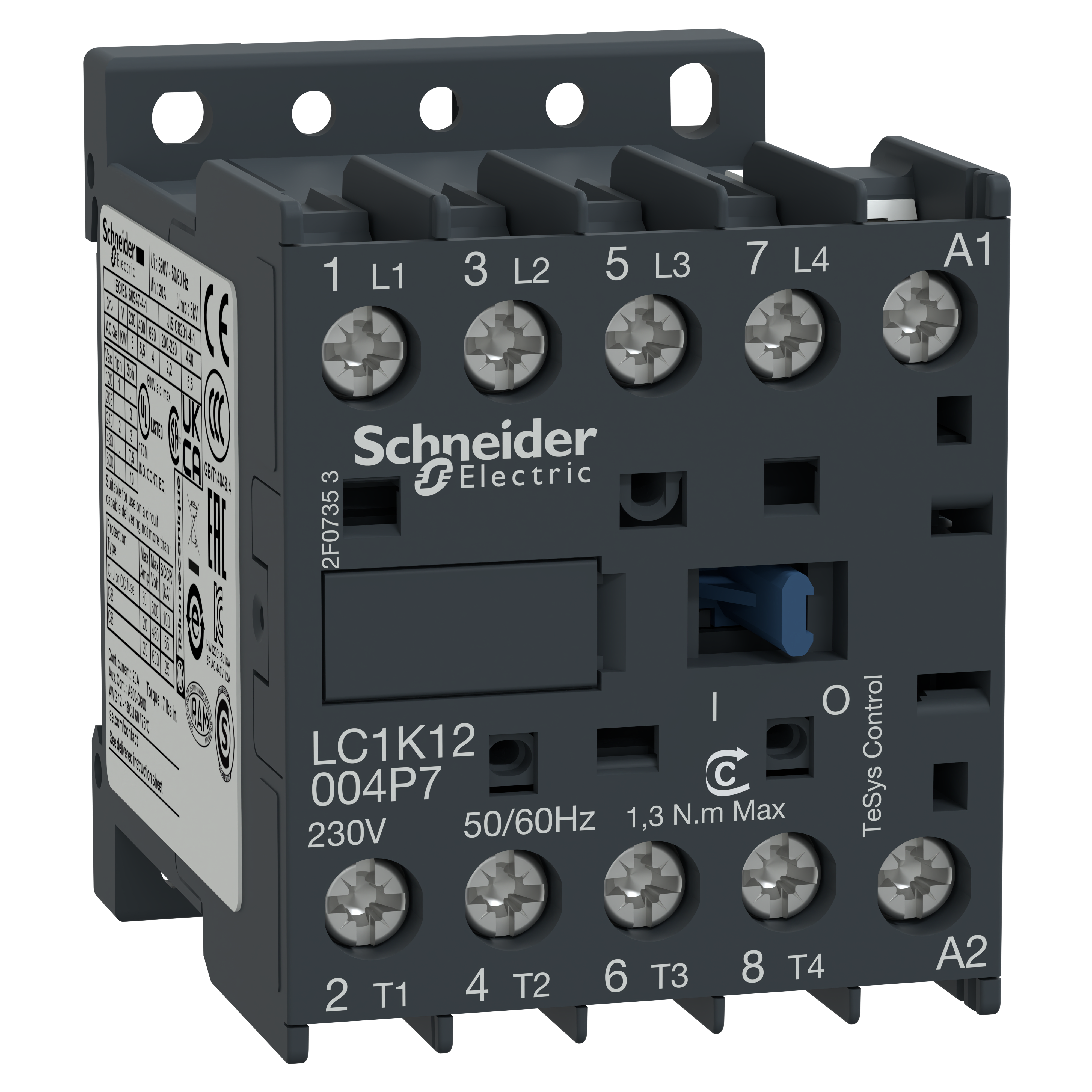 SCHNEIDER ELECTRIC - Contattore TeSys LC1K - 4 poli - AC1 440V 20 A - 220...230 V AC