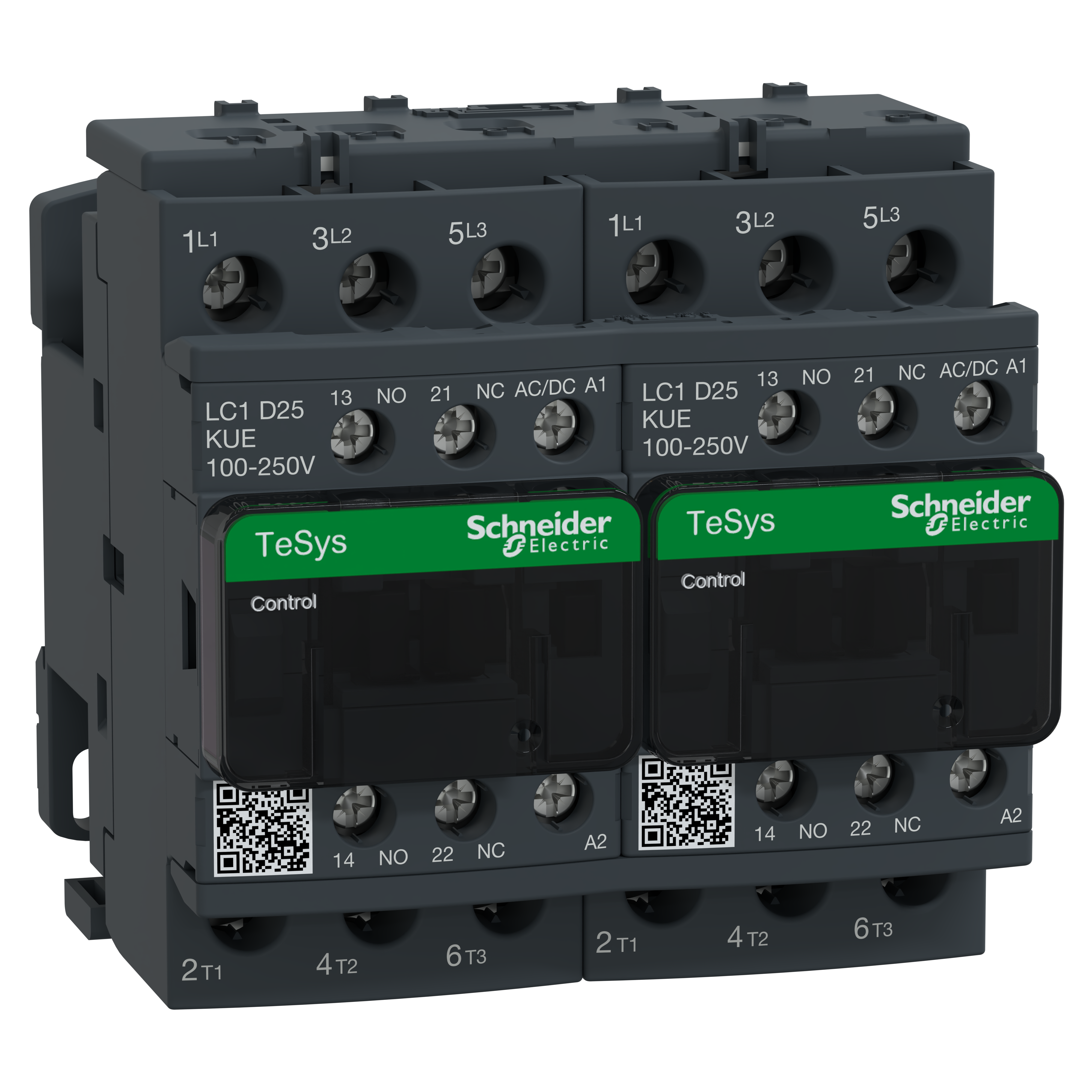 SCHNEIDER ELECTRIC - TeSys D teleinvertitore - 3P - <= 440 V - 25 A AC-3 - 100...250 V AC/DC