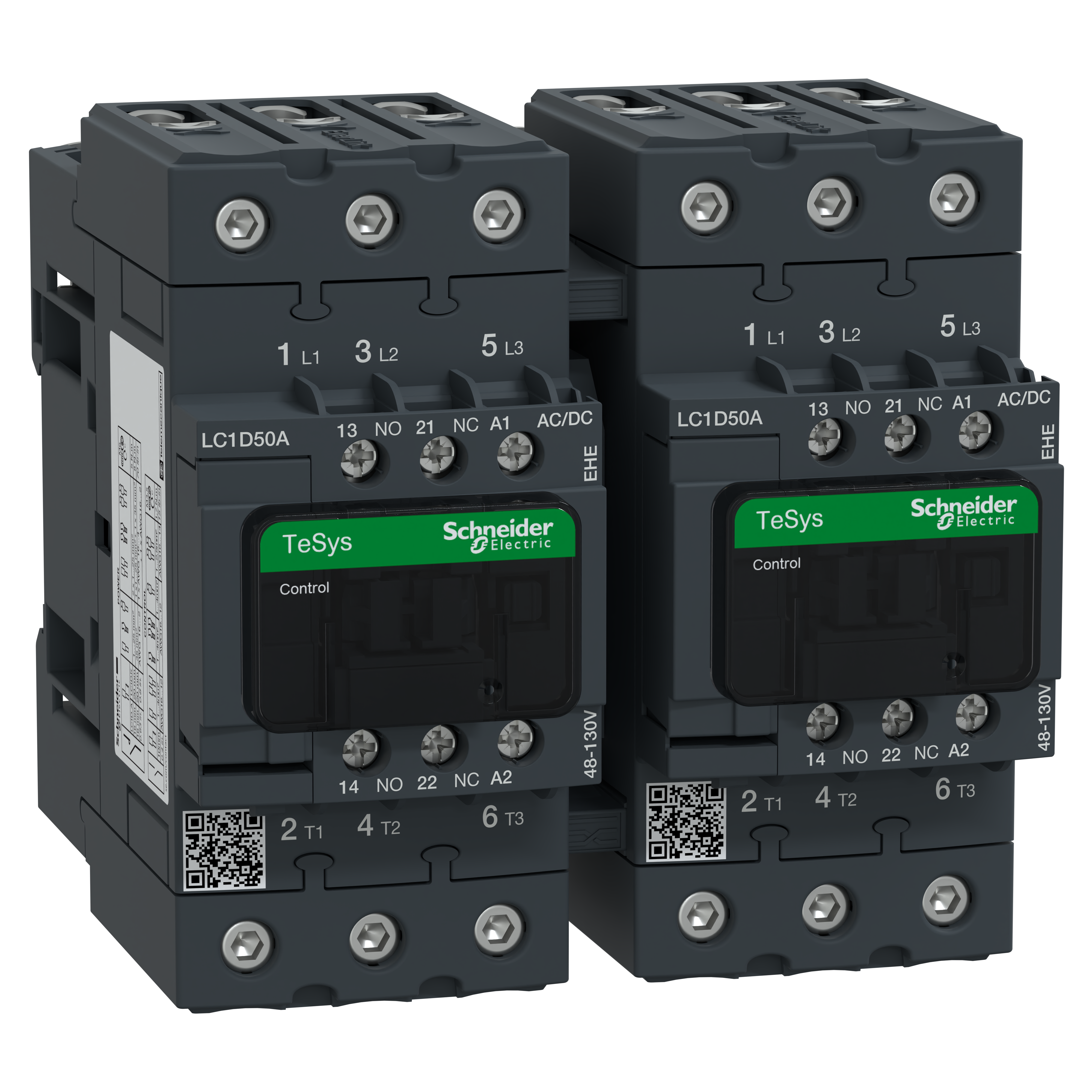 SCHNEIDER ELECTRIC - TeSys D teleinvertitore - 3P - <= 440 V - 50 A AC-3 - 48...130 V AC/DC