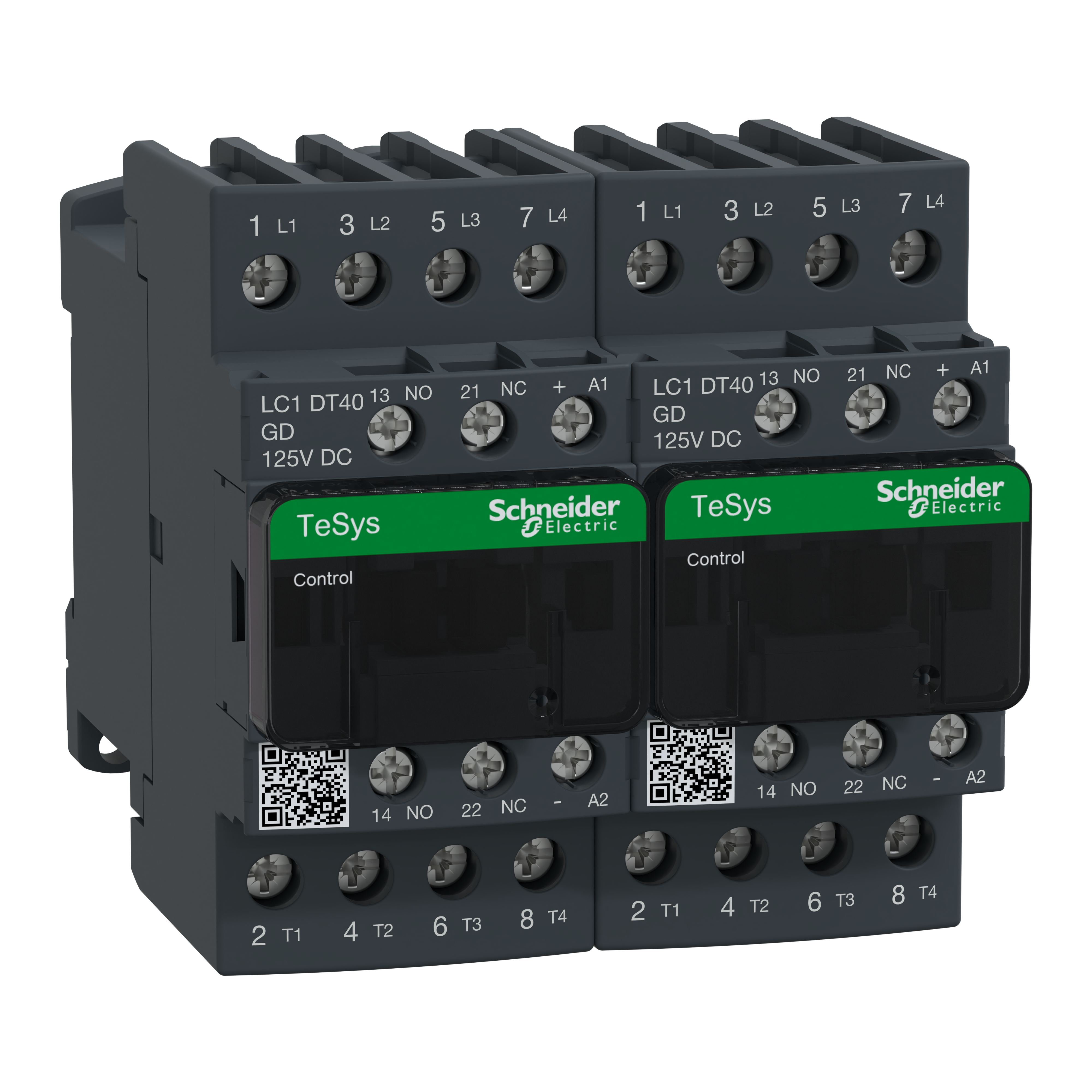 SCHNEIDER ELECTRIC - Changeover Contactor, TeSys Deca, 4P(4NO), AC-1, <=440V, 40A, 125 V DC coil, screw clamp terminals