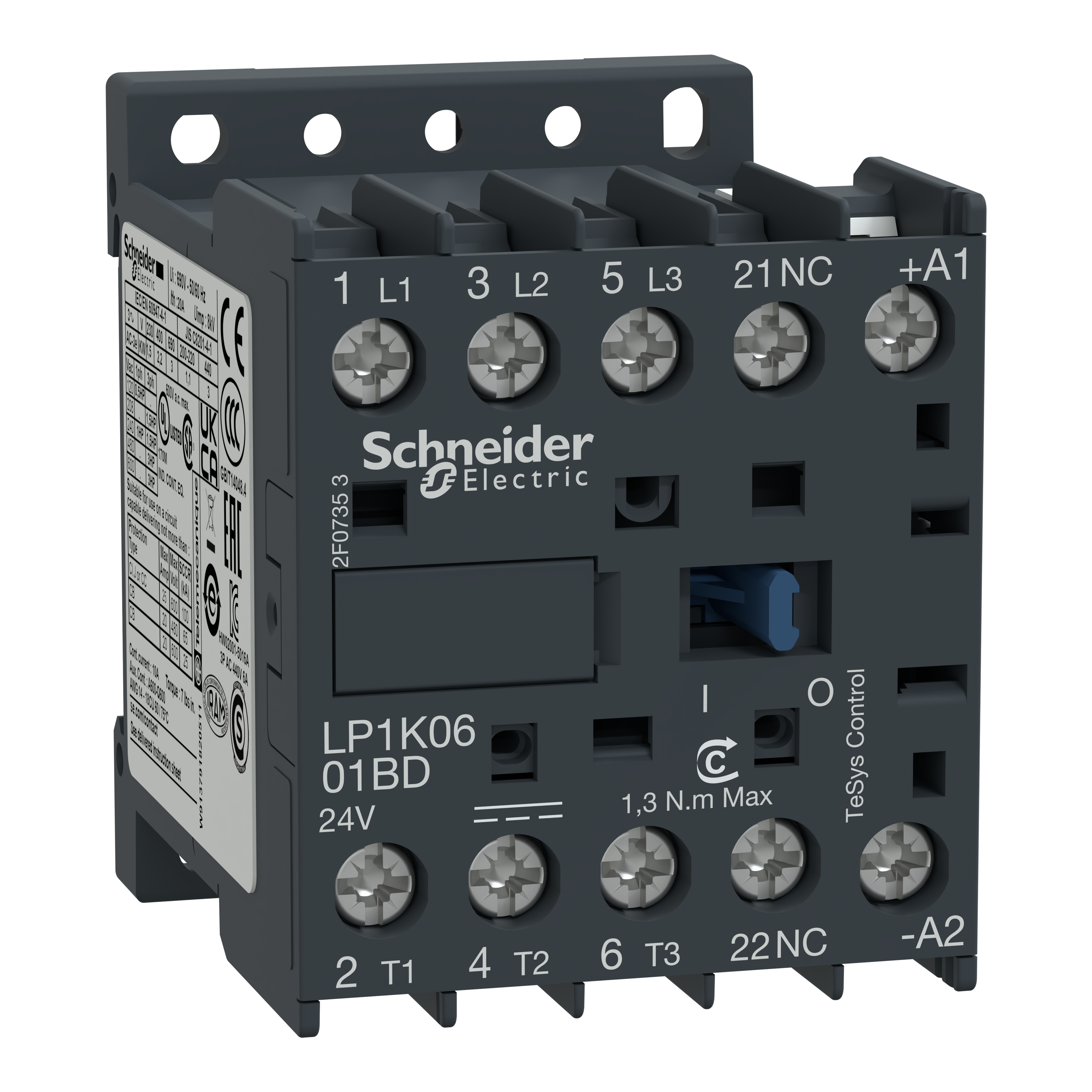 SCHNEIDER ELECTRIC - Contattore TeSys LP1-K - 3 poli - AC3 440V 6 A - 110 V CC