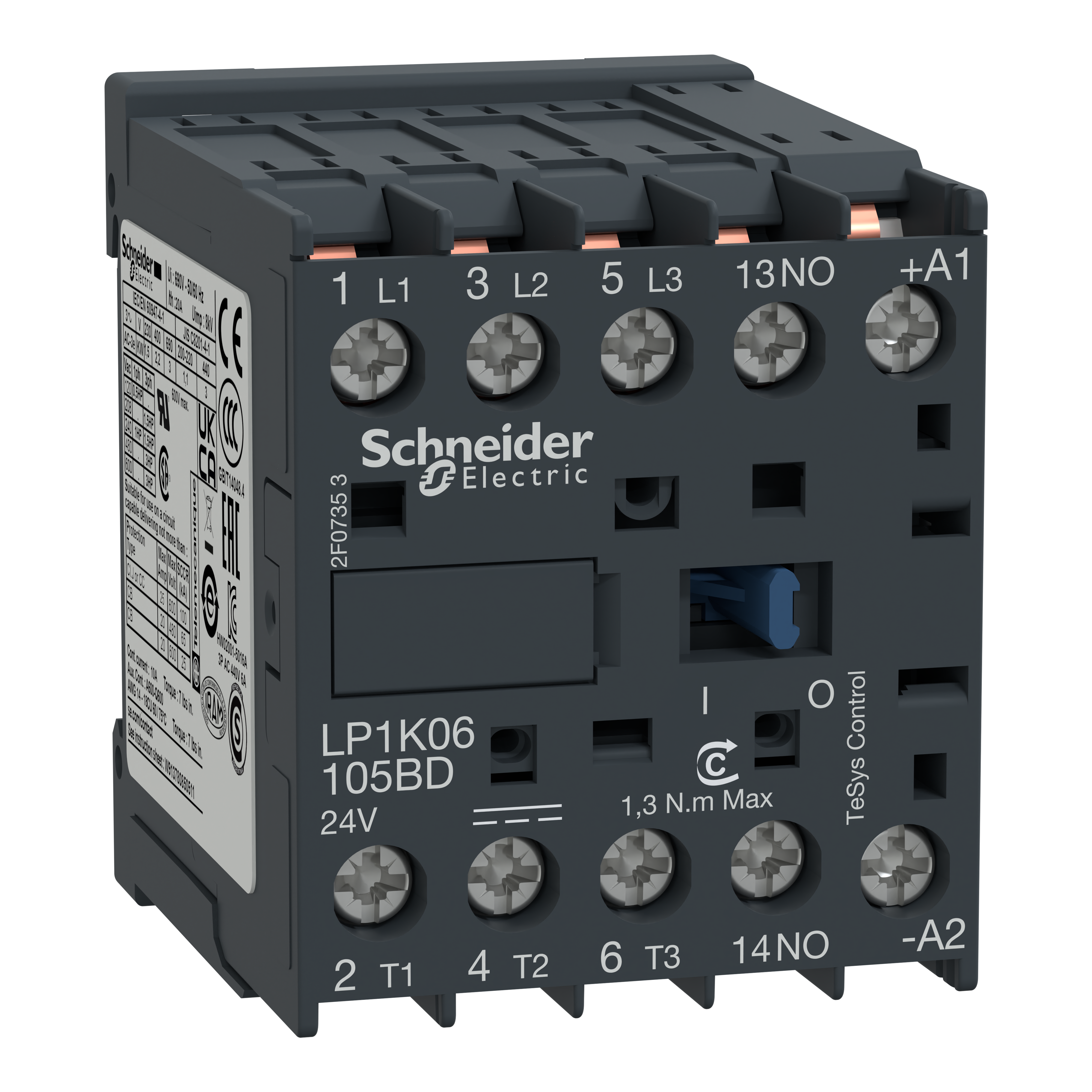 SCHNEIDER ELECTRIC - Contattore TeSys LP1-K - 3 poli - AC3 440V 6 A - 24 V CC