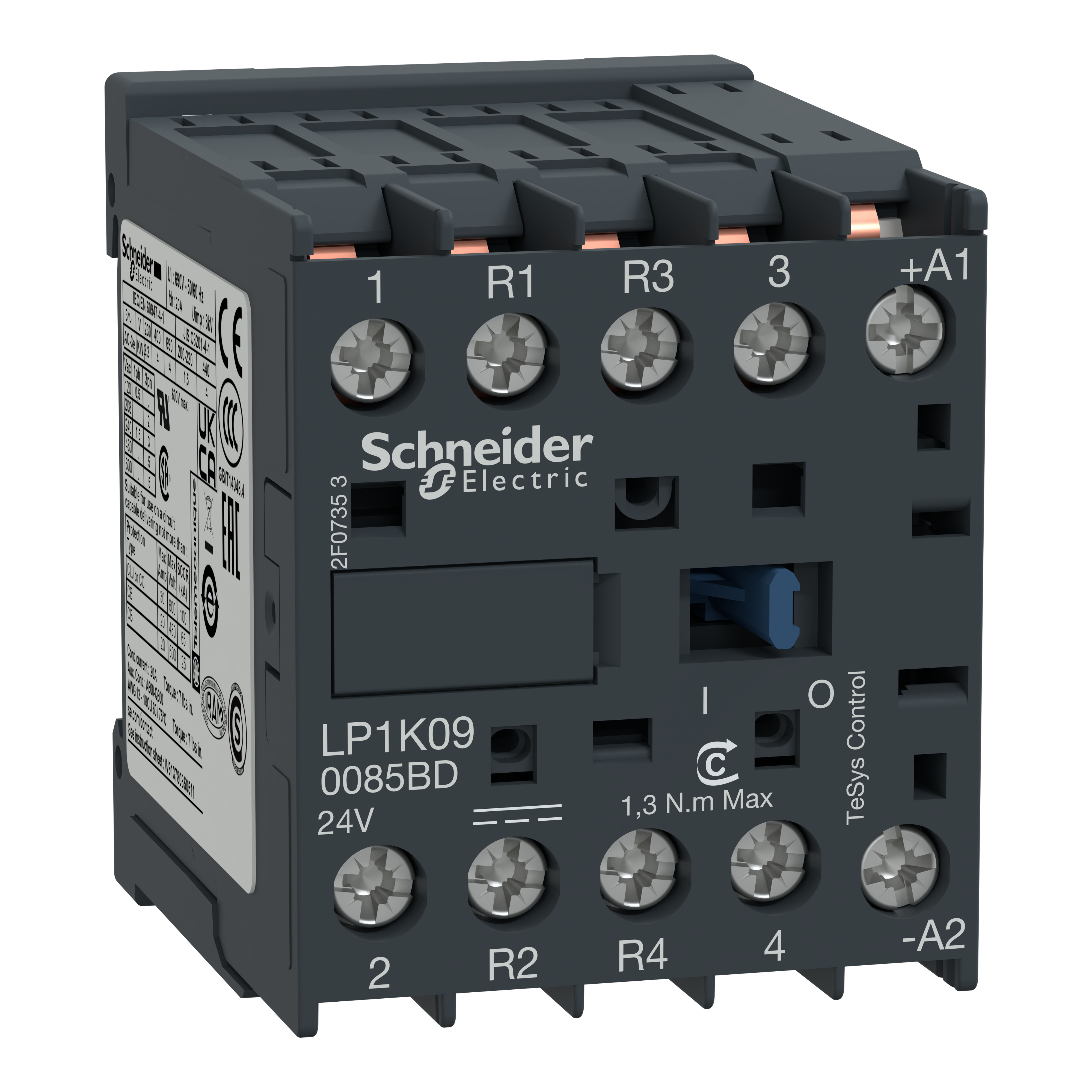 SCHNEIDER ELECTRIC - Contattore TeSys LP1-K - 4 poli (2NO + 2NC) - AC1 440V 20 A - 24 V CC