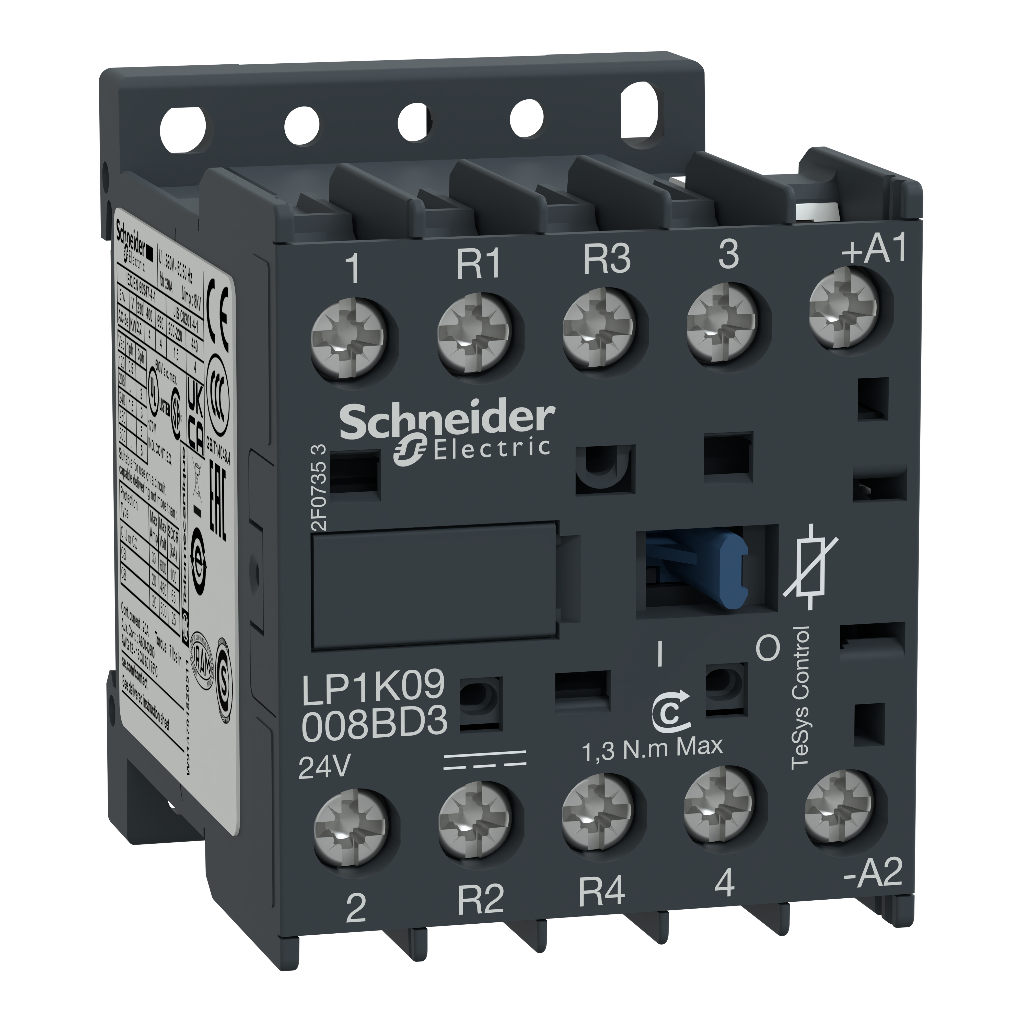 SCHNEIDER ELECTRIC - Contattore TeSys LP1-K - 4 poli - AC1 440V 20 A - 24 V CC