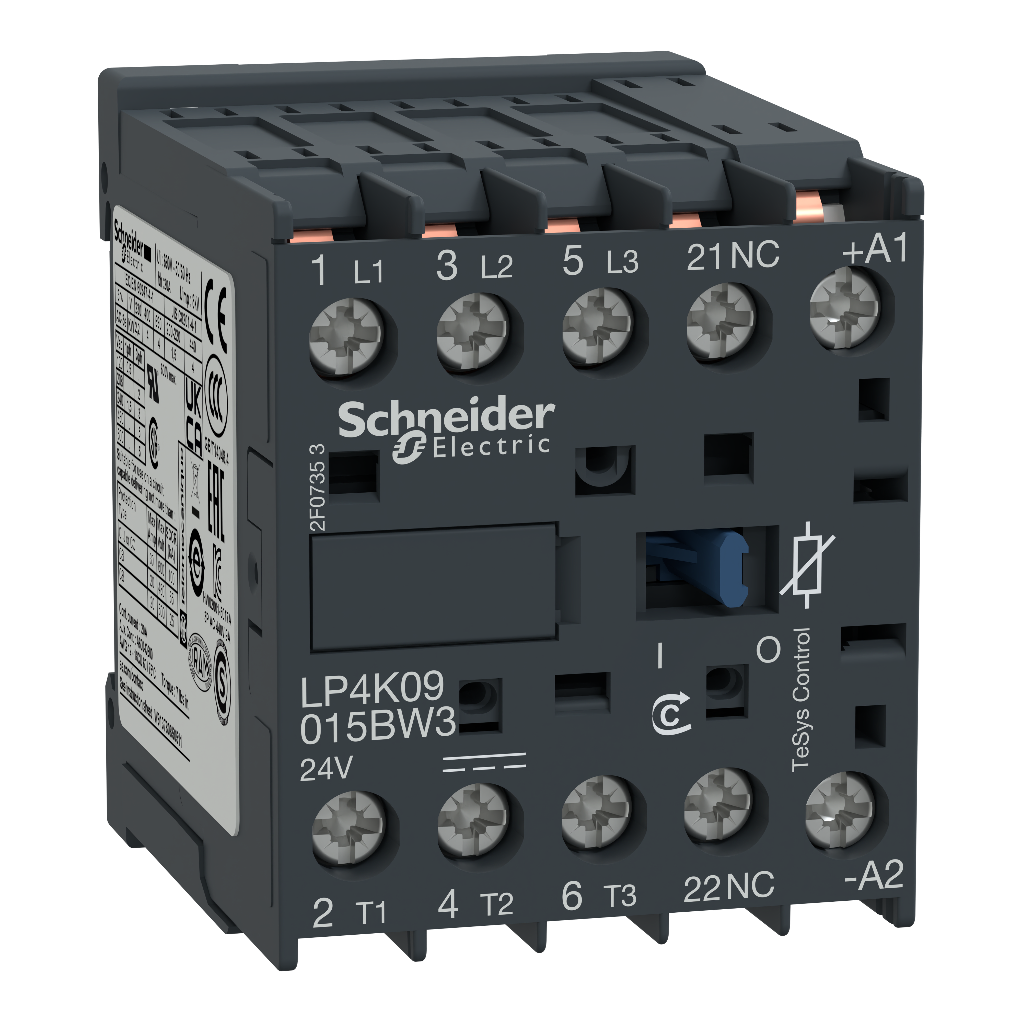 SCHNEIDER ELECTRIC - Contattore TeSys LP4-K - 3 poli - CA-3 440V 12 A - Bobina 24 V CC