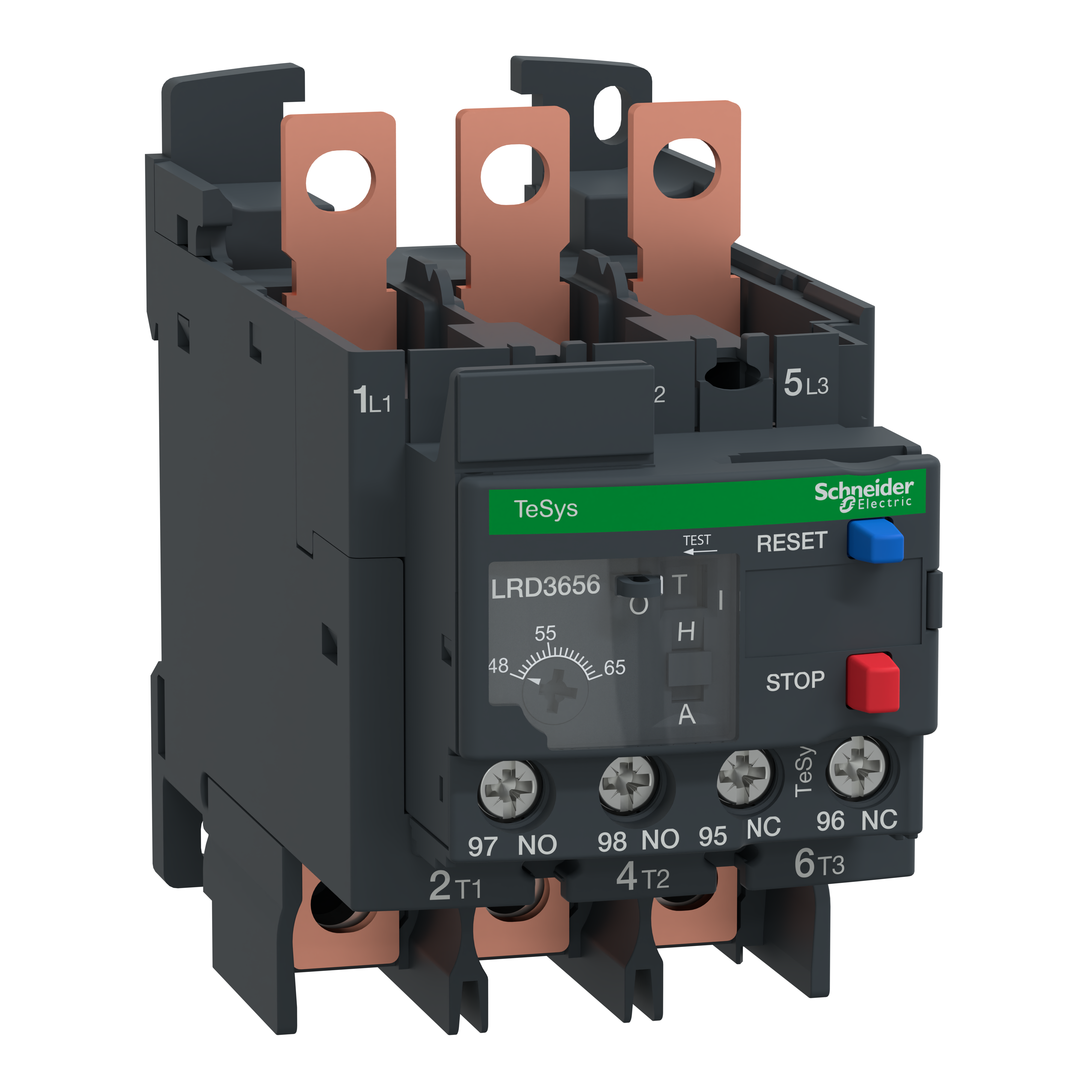 SCHNEIDER ELECTRIC - Thermal overload relay,TeSys Deca,48-65A,1NO+1NC,class 10A,EverLink lugs ring