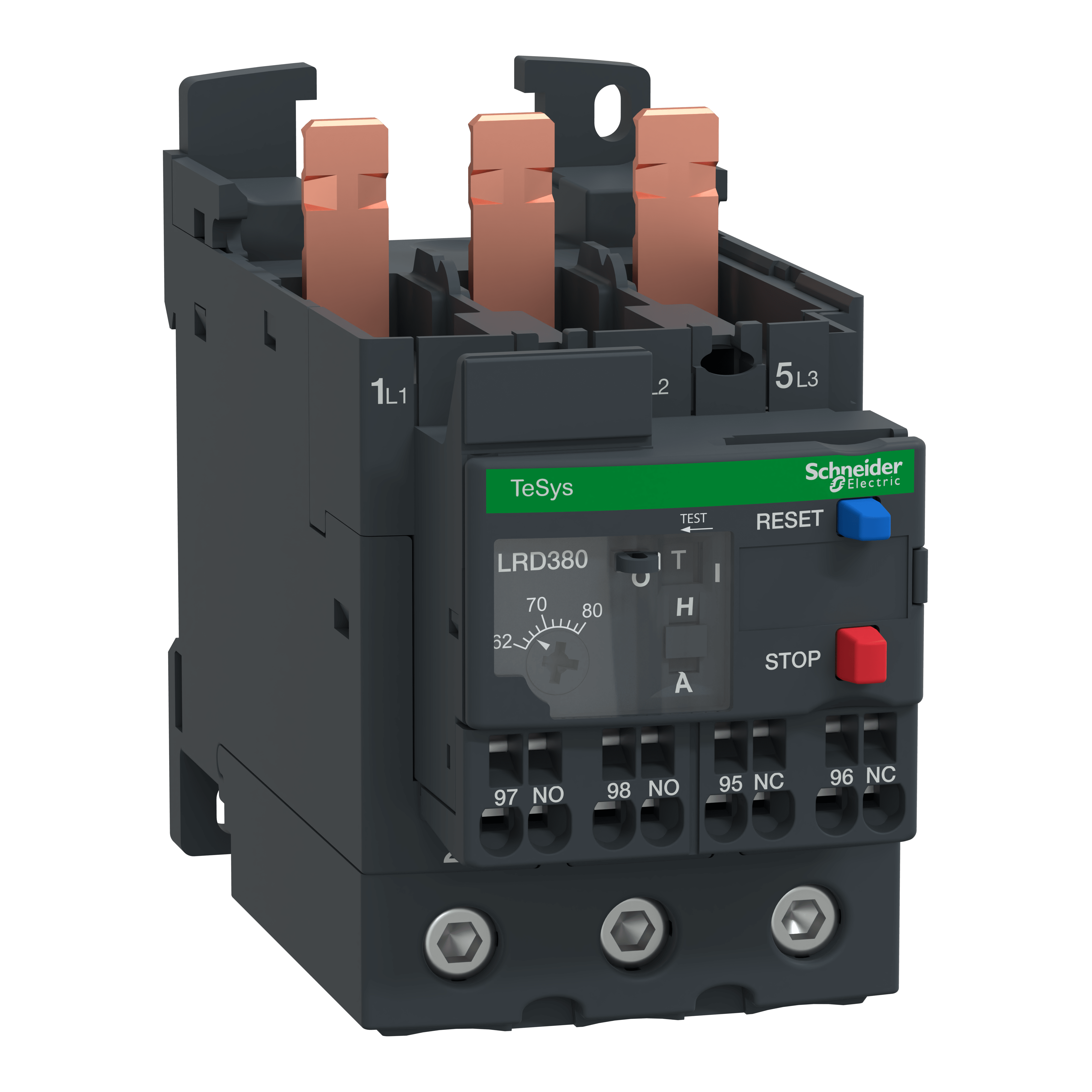 SCHNEIDER ELECTRIC - Relé termico differenziale, TeSys, LRD, 62-80A classe 10, Connessioni EverLink + Molla