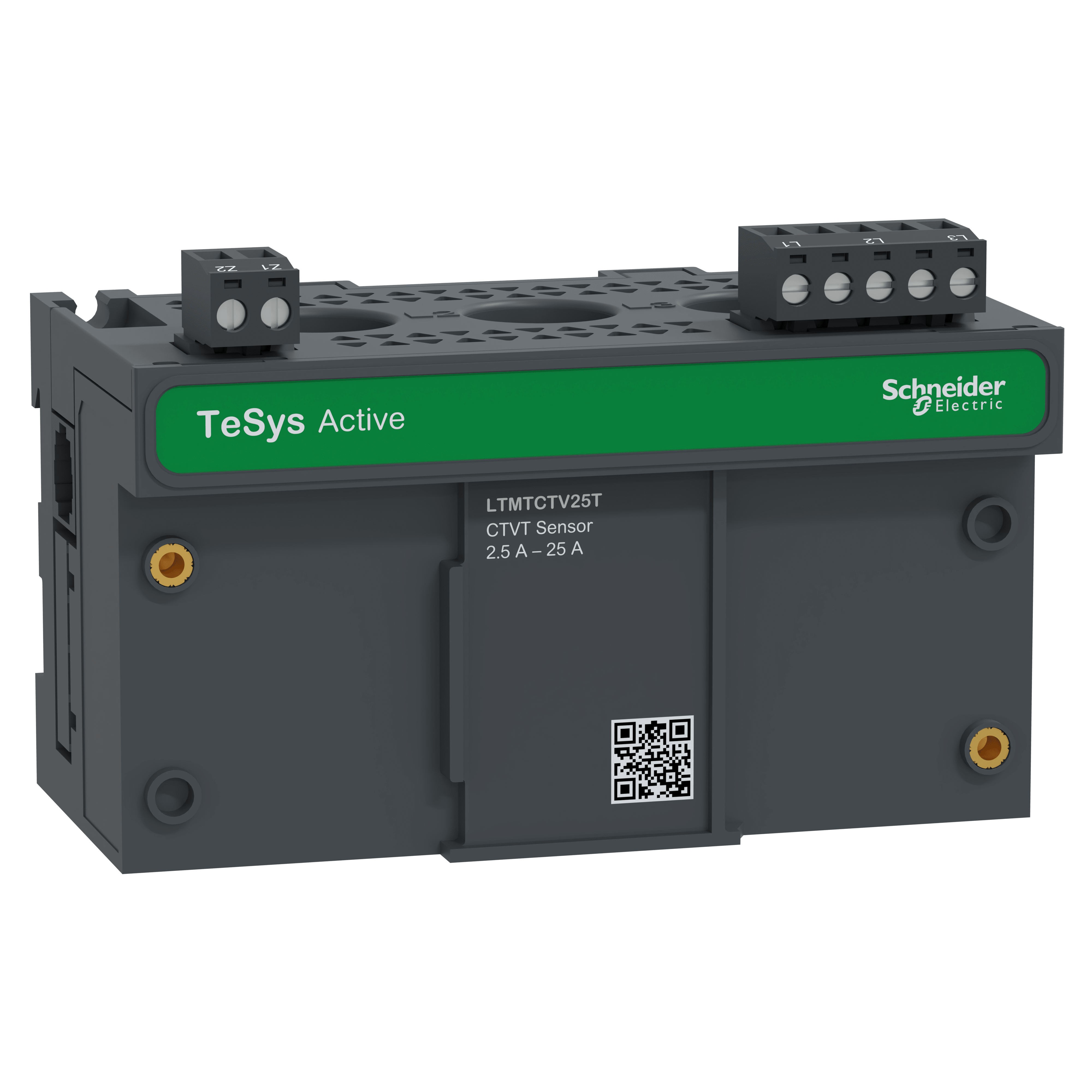 SCHNEIDER ELECTRIC - Modulo sensore, TeSys Tera, CTVT orizzontale da 2,5 a 25 A, 690 V, largo 110 mm, ingresso integrato per CT di guasto a terra, gestione motore