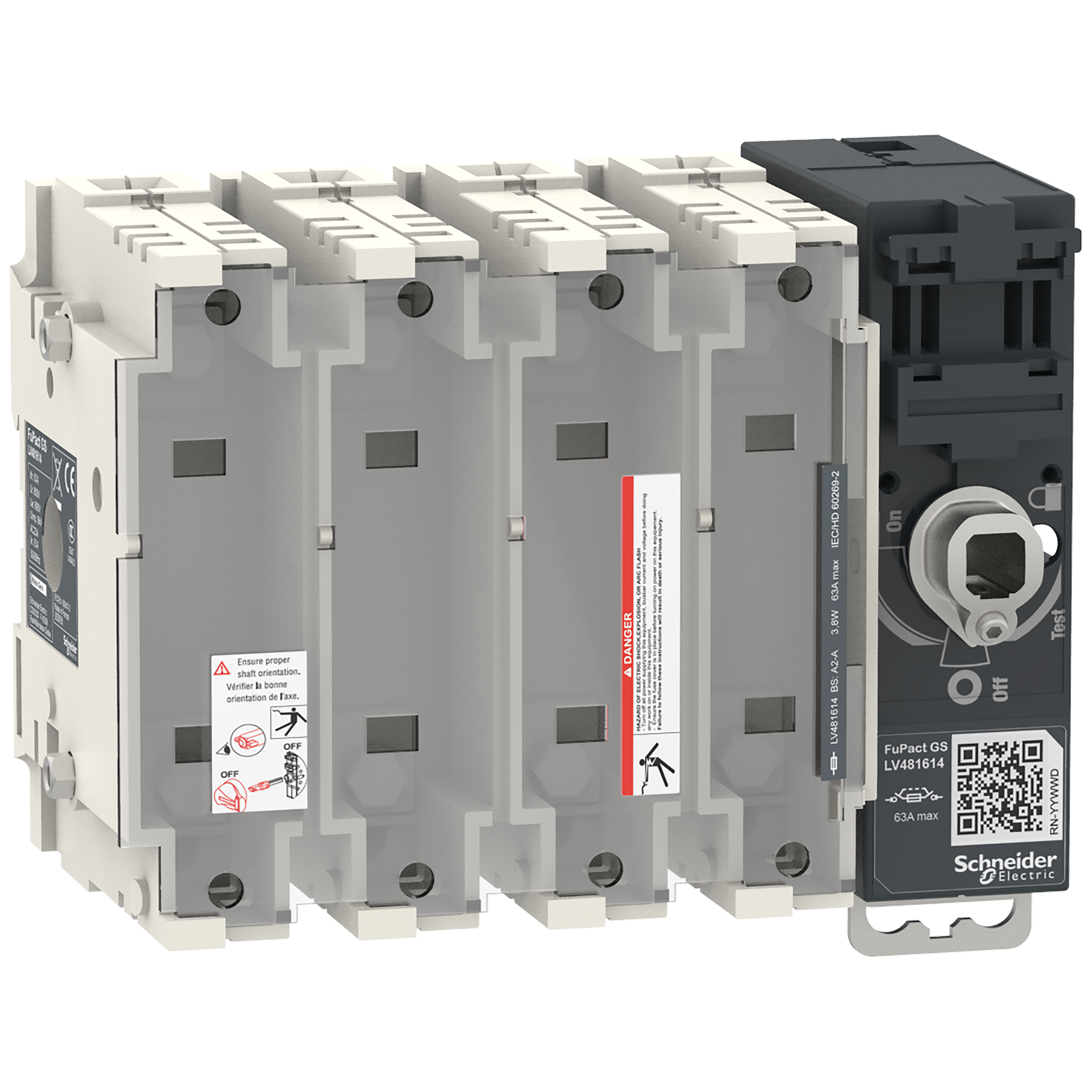 SCHNEIDER ELECTRIC - Interruttore-sezionatore con fusibili, FuPact, FuPactGS BS63, 4 poli