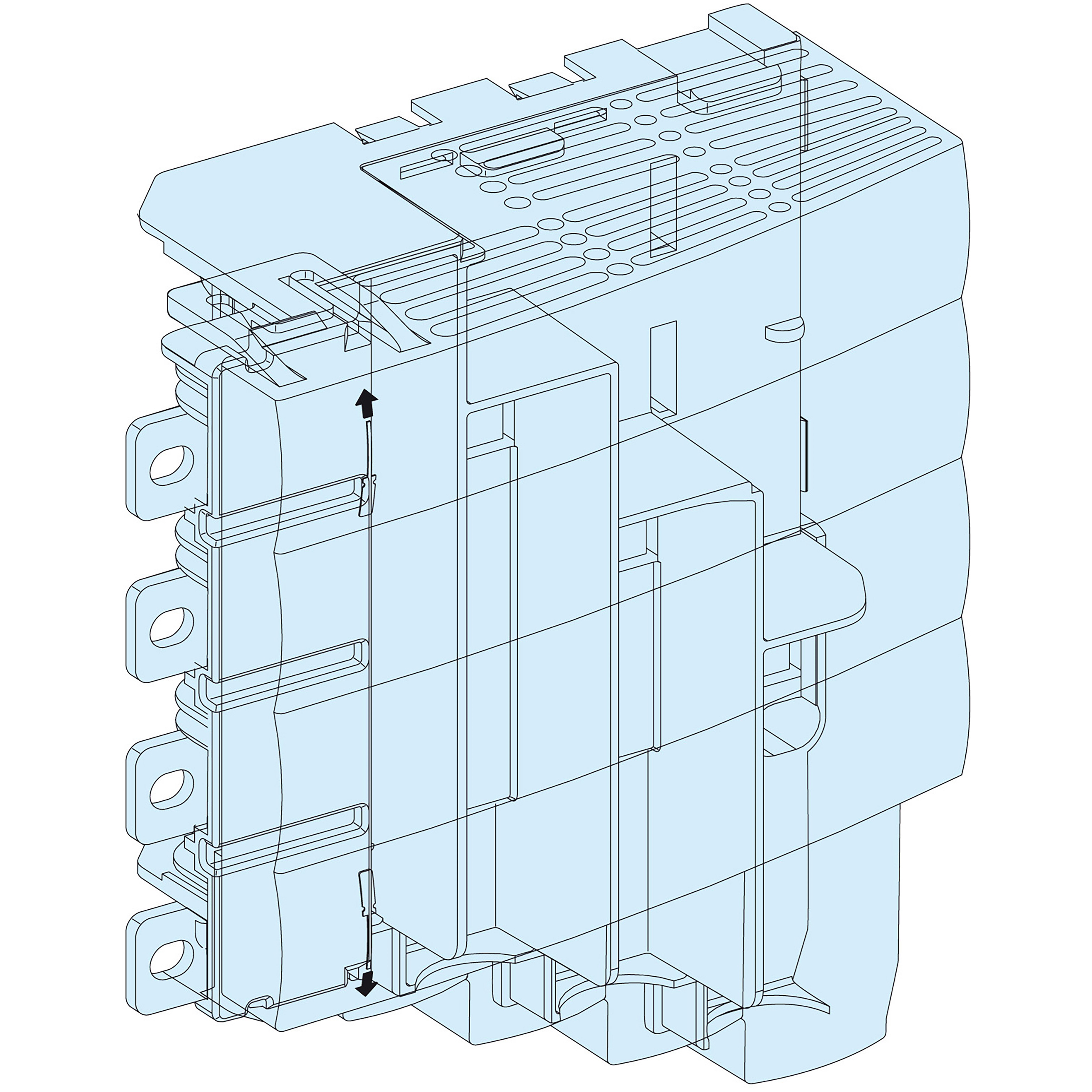 SCHNEIDER ELECTRIC - Struttura, PrismaSeT, Collegamento, Blocco alim. NS-INS250 dal basso