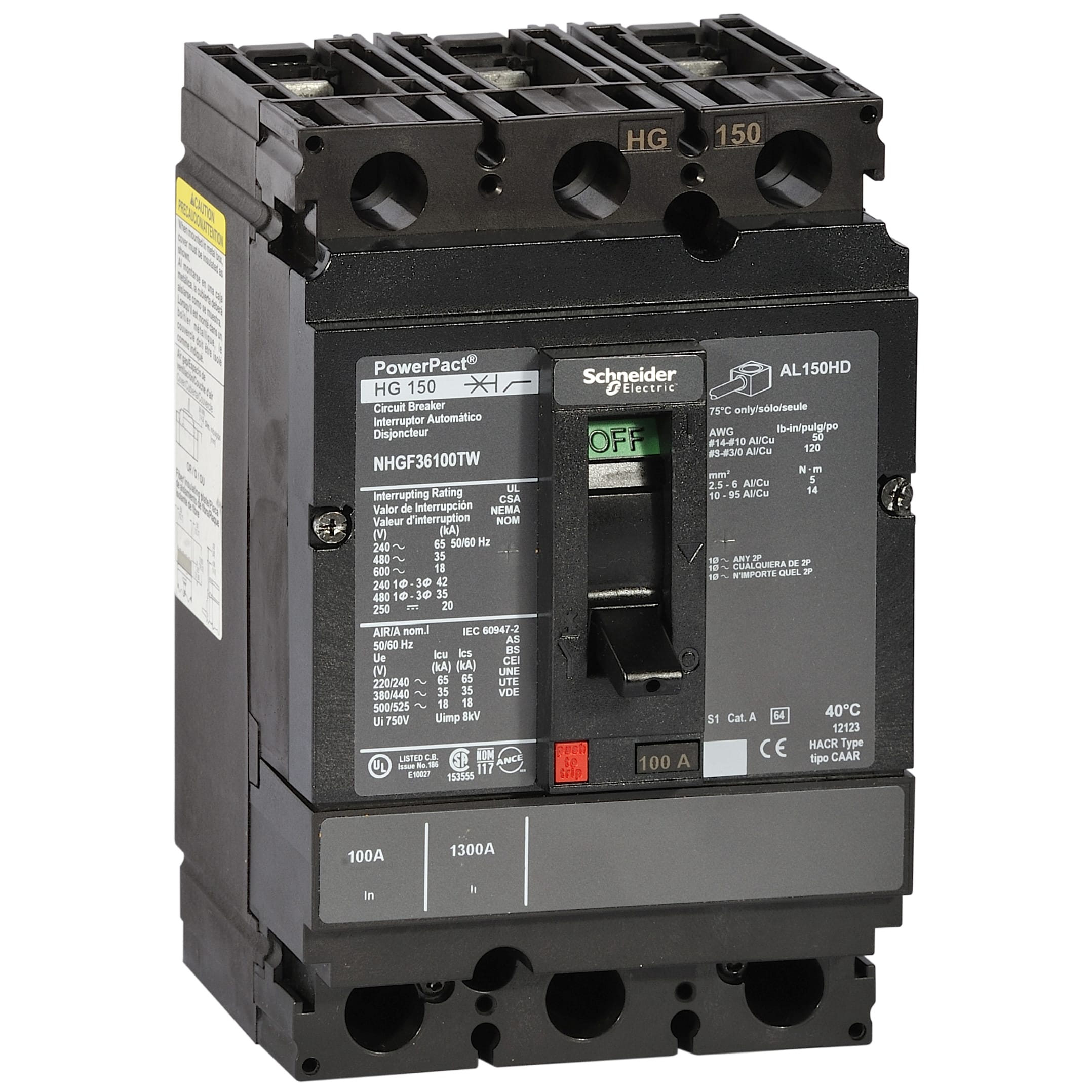 SCHNEIDER ELECTRIC - H-Frame 150A 35kA 3P TM100