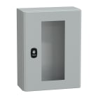 SCHNEIDER ELECTRIC - Cassetta in acciaio montata a parete, PanelSeT S3D, porta trasparente, senza piastra di montaggio, 400x300x150 mm, IP66, IK08