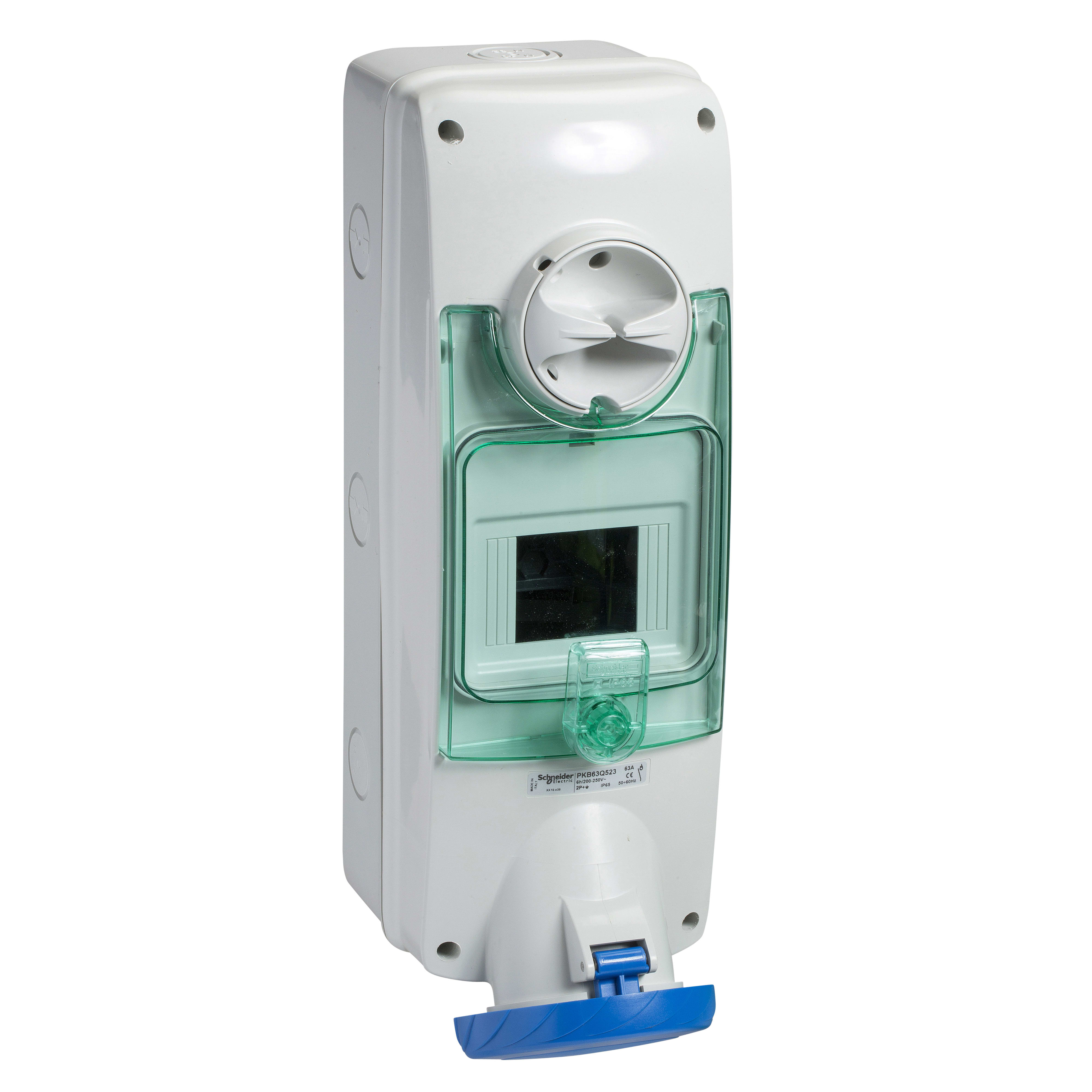 SCHNEIDER ELECTRIC - Presa interbloccata da parete, Mureva, PKB, DIN, Unika, IP65, 63A, 220V, 2P+T