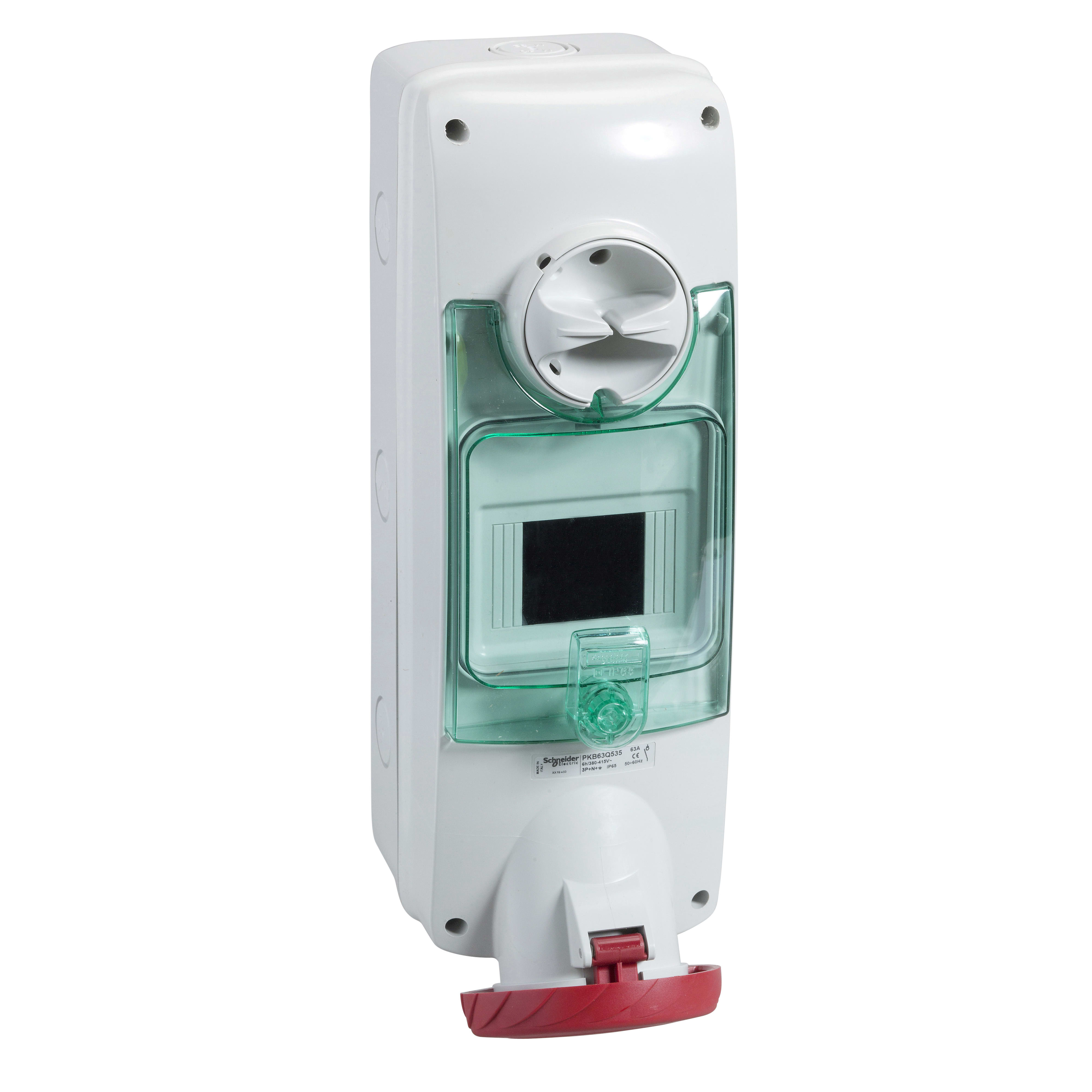 SCHNEIDER ELECTRIC - Presa interbloccata da parete, Mureva, PKB, DIN, Unika, IP65, 63A, 380V, 3P+T