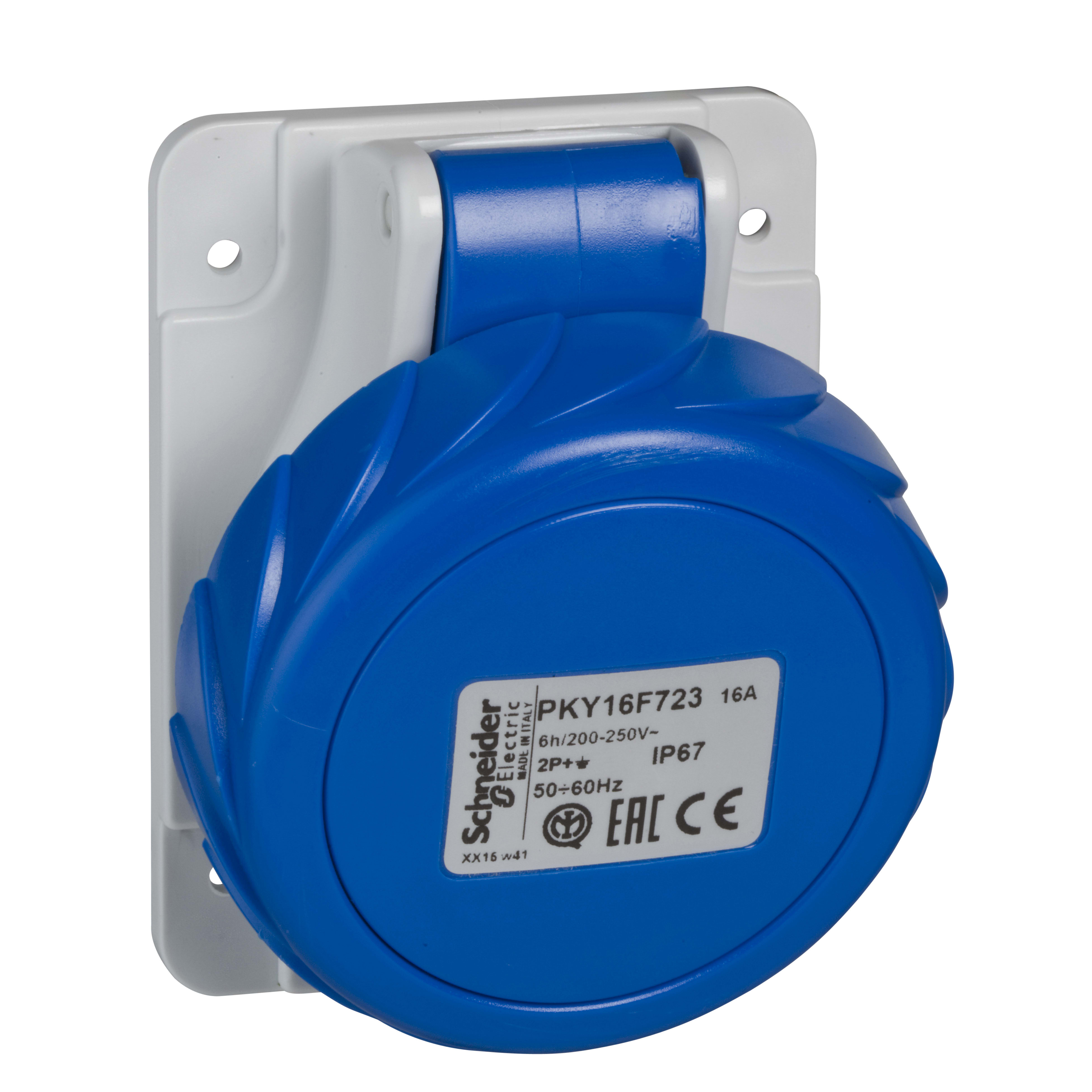 SCHNEIDER ELECTRIC - Presa da incasso inclinata, Mureva, PK, IP67, 32A, 220V, 3P+T, cablaggio rapido