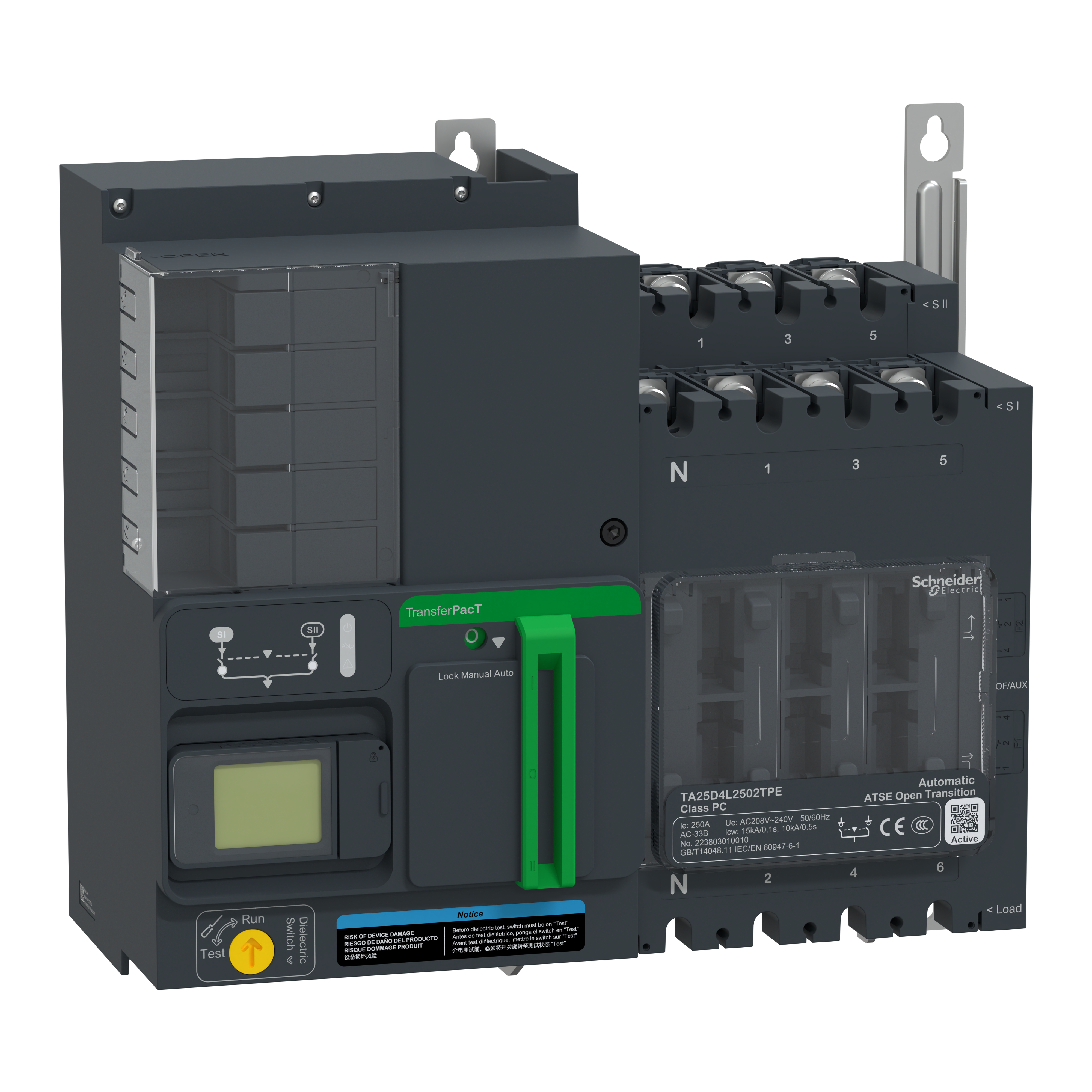 SCHNEIDER ELECTRIC - TransferPacT Active Automatic, 100 A, 230 V, 4P, LCD, frame 250 A